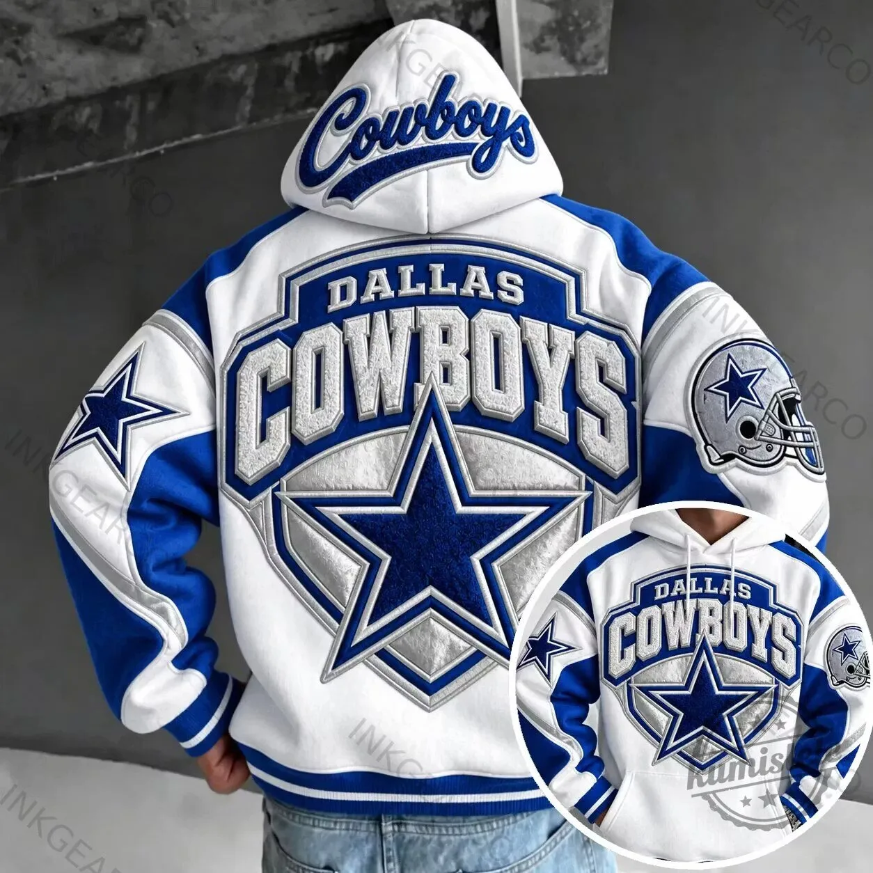 Dallas Cowboys NFL Football Team Star Logo White and Blue Hoodie