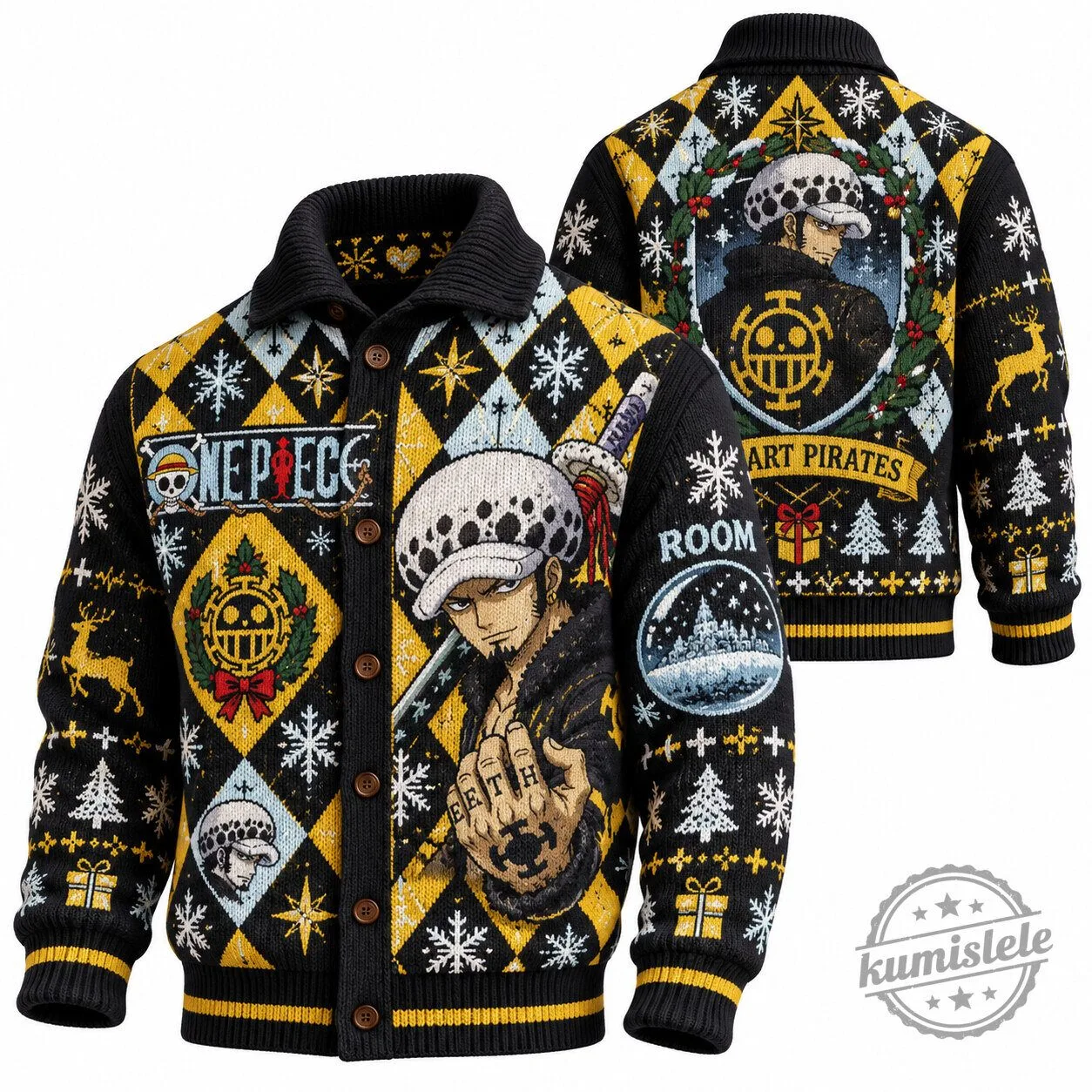 One Piece Trafalgar Law Anime Ugly Christmas Sweater Cardigan