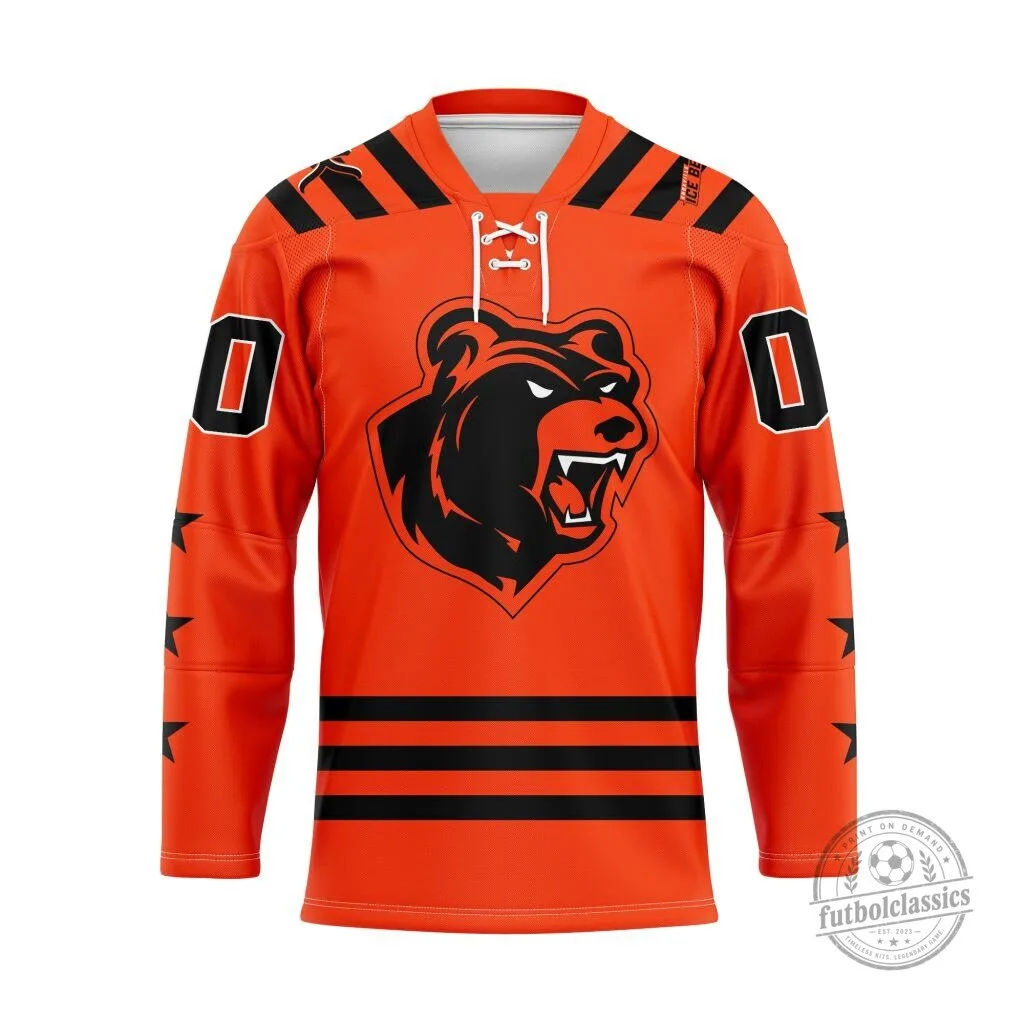 Knoxville Ice Bears Personalized Orange and Black Hockey Jersey