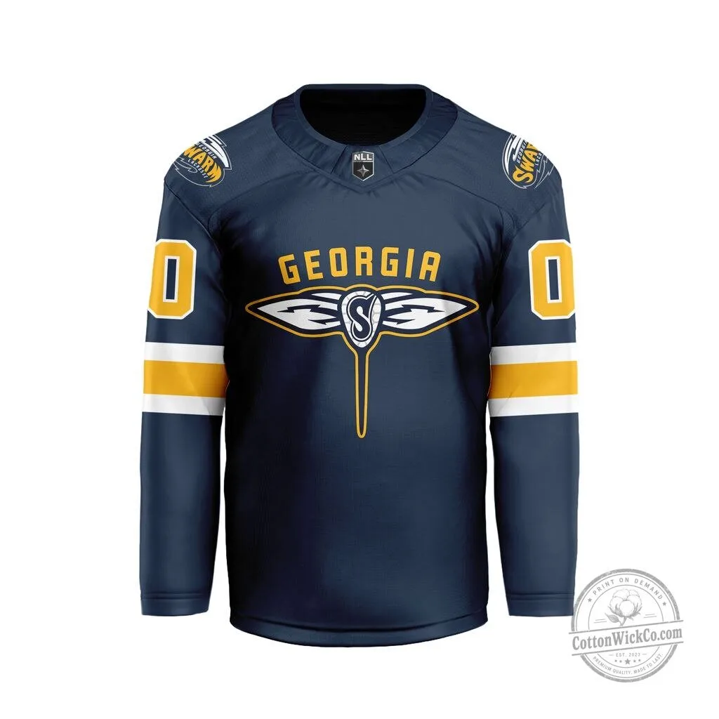 Georgia Swarm National Lacrosse League Navy Blue Personalized Hockey Jersey