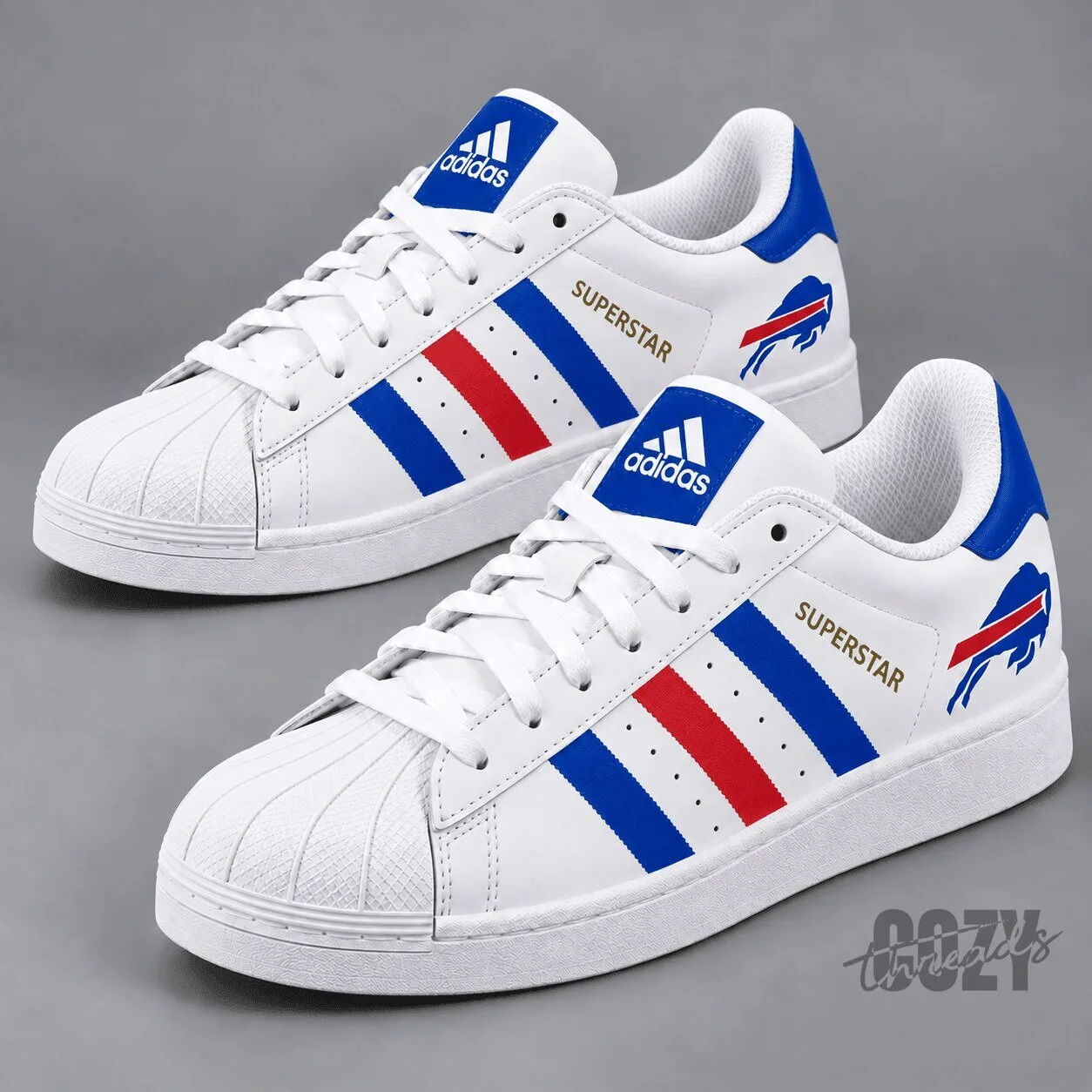 Buffalo Bills National Football League Team Logo White Superstar Shoes 1 Buffalo Bills National Football League Team Logo White Superstar Shoes