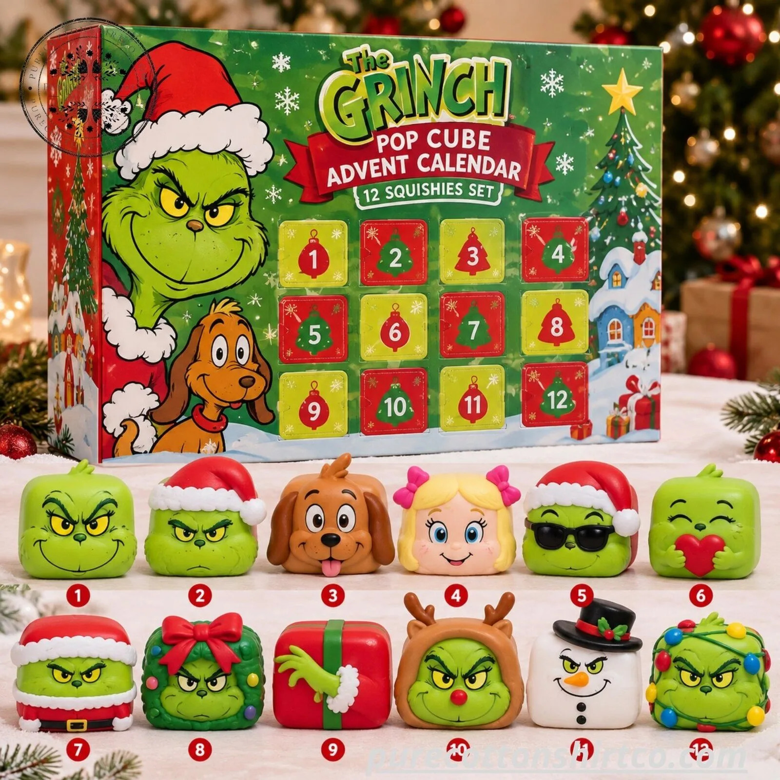 The Grinch Pop Cube Advent Calendar 2026 – 12 Squishies Set 7 The Grinch Pop Cube Advent Calendar 2026 – 12 Squishies Set