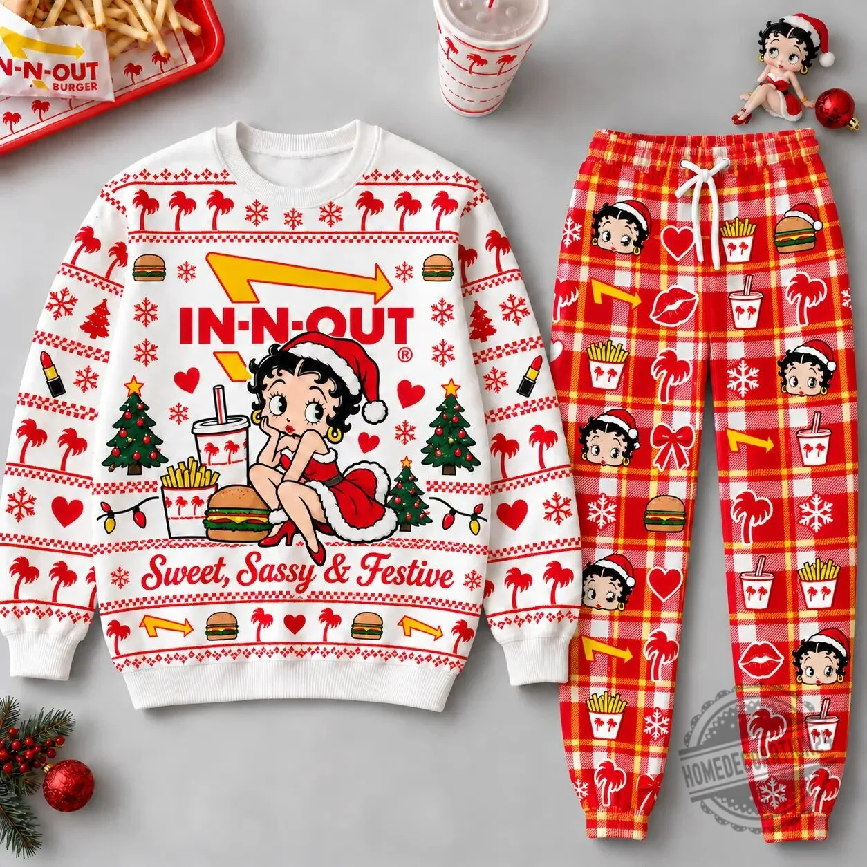 Betty Boop In-N-Out Burger Sweet Sassy Festive Christmas Sweatshirt