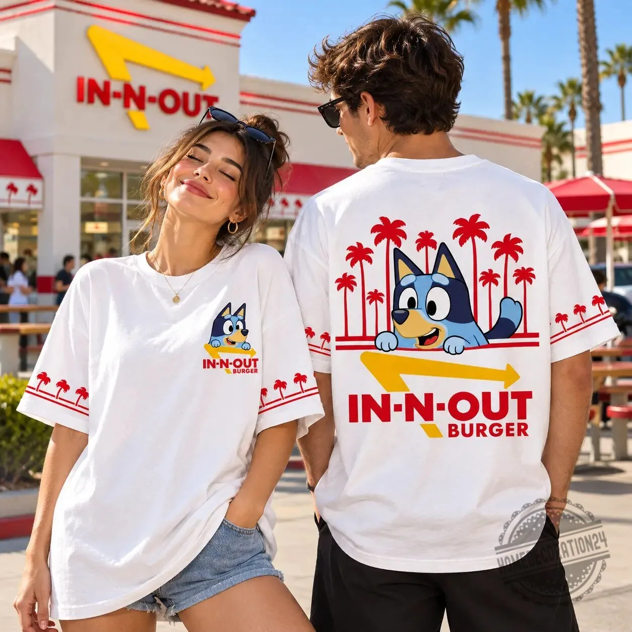 Bluey In-N-Out Burger Palm Tree Graphic White Short Sleeve T-Shirt 4 Bluey In-N-Out Burger Palm Tree Graphic White Short Sleeve T-Shirt
