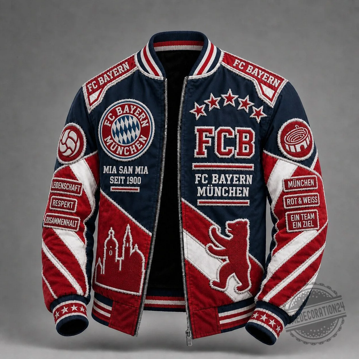 FC Bayern Munich Football Club Bomber Jacket, German Soccer Team Fan Apparel