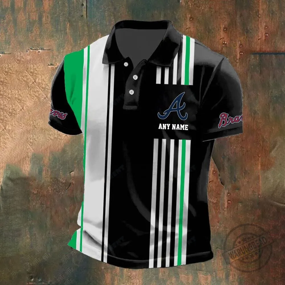 Atlanta Braves Personalized Name Vertical Stripes Black and White Polo Shirt 9 Atlanta Braves Personalized Name Vertical Stripes Black and White Polo Shirt