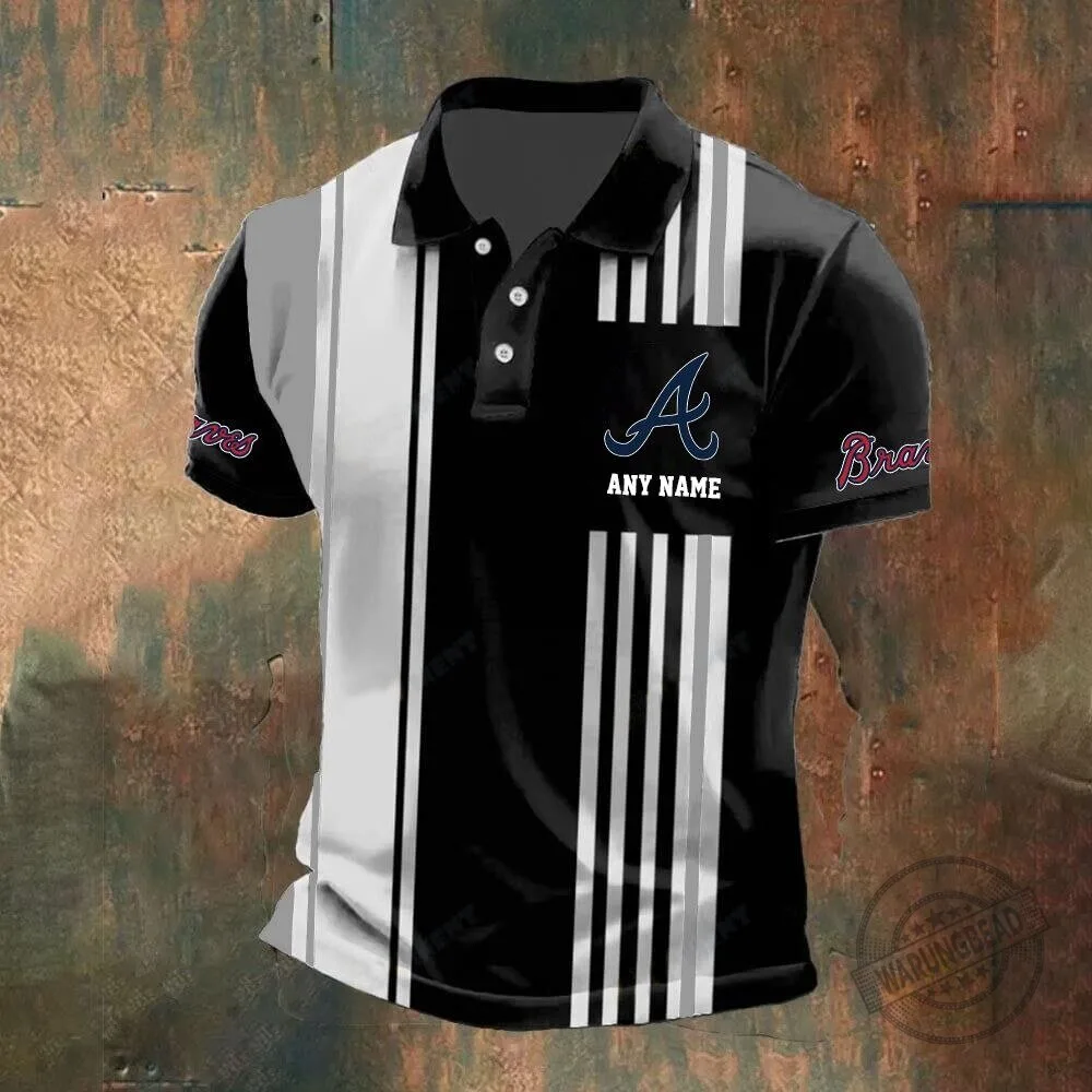 Atlanta Braves Personalized Name Vertical Stripes Black and White Polo Shirt 10 Atlanta Braves Personalized Name Vertical Stripes Black and White Polo Shirt