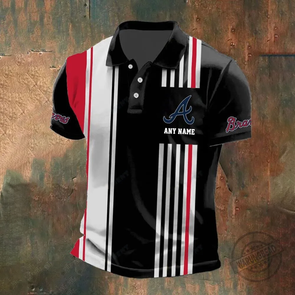 Atlanta Braves Personalized Name Vertical Stripes Black and White Polo Shirt 12 Atlanta Braves Personalized Name Vertical Stripes Black and White Polo Shirt