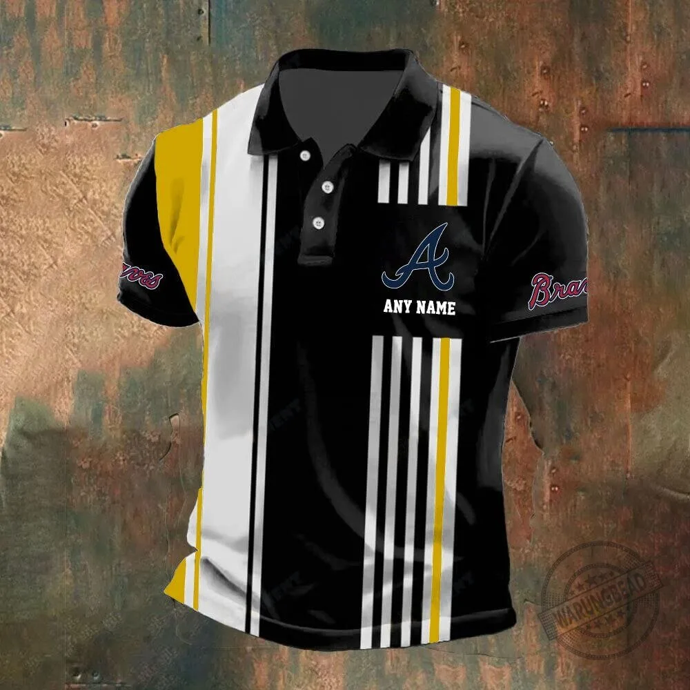 Atlanta Braves Personalized Name Vertical Stripes Black and White Polo Shirt 13 Atlanta Braves Personalized Name Vertical Stripes Black and White Polo Shirt