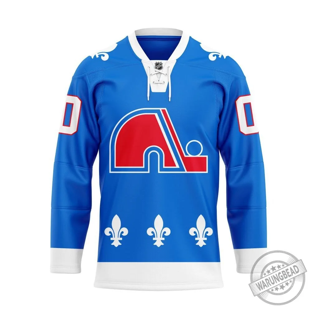 Quebec Nordiques Heritage Lace-Up Blue and White NHL Hockey Jersey