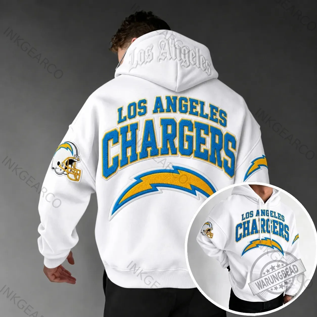 Los Angeles Chargers Football Team Logo White Pullover Hoodie