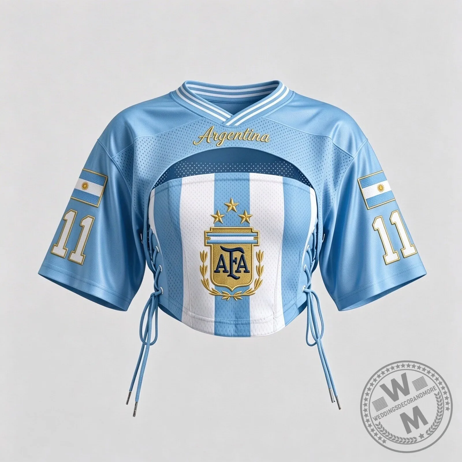Argentina National Football Team Cropped Mesh Jersey Top for Women