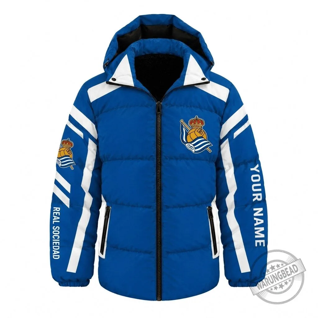 Real Sociedad La Liga Football Club Blue Puffer Jacket