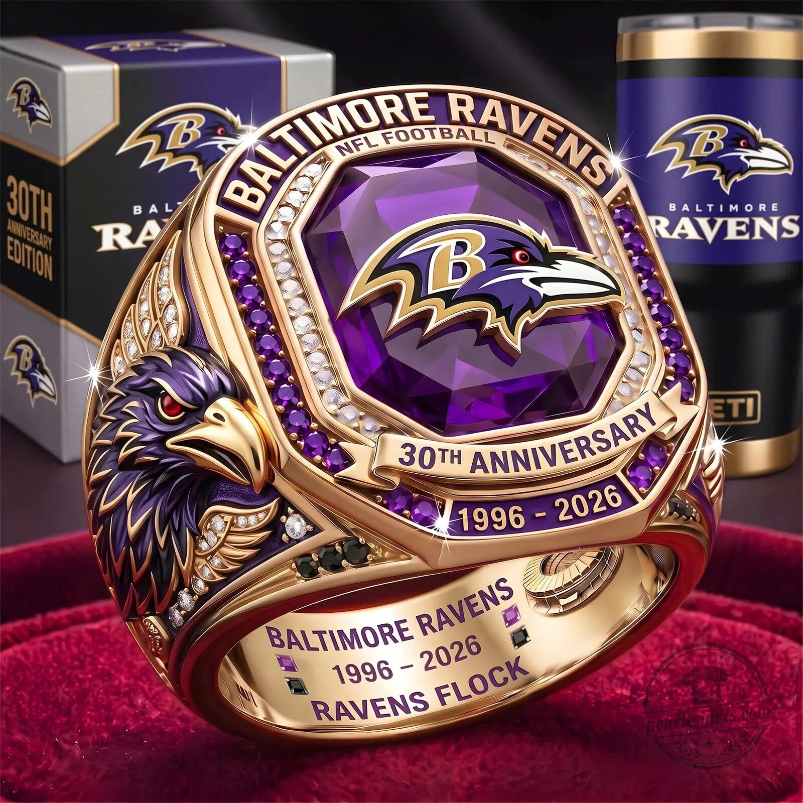 Baltimore Ravens 30th Anniversary NFL Football Commemorative Ring