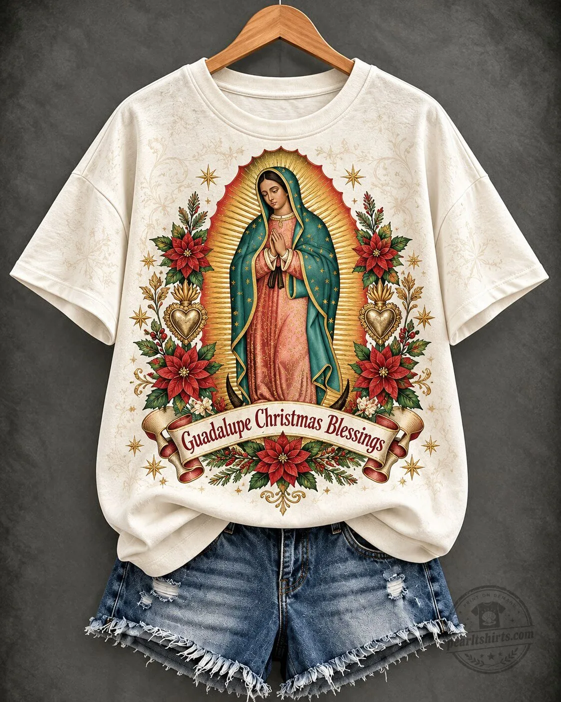 Our Lady of Guadalupe Christmas Blessings Religious Holiday T-Shirt