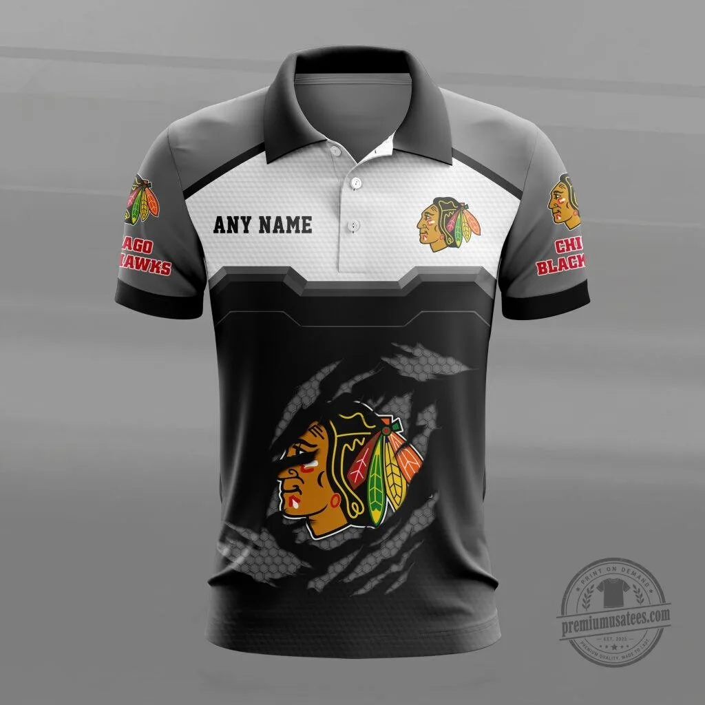 Chicago Blackhawks Personalized Name Multicolor Polo Shirt for Men 11 Chicago Blackhawks Personalized Name Multicolor Polo Shirt for Men