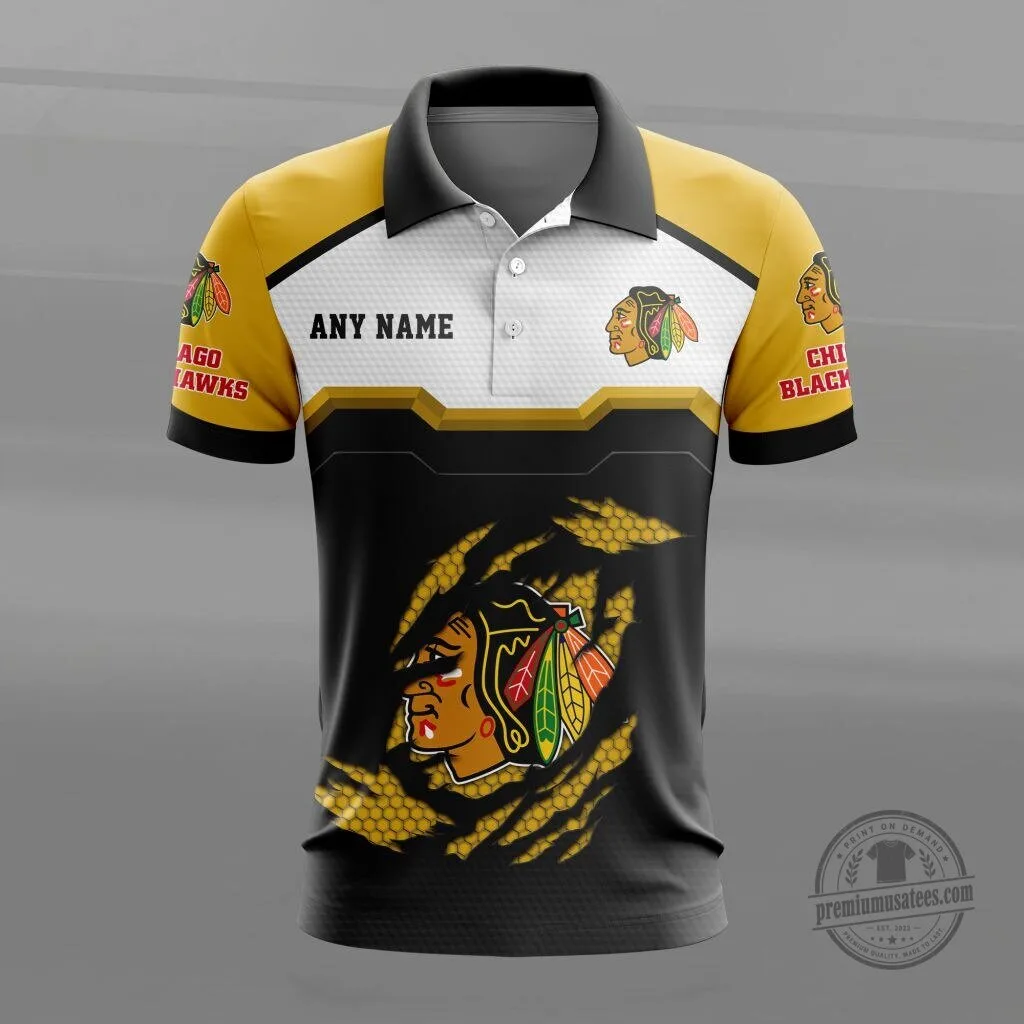 Chicago Blackhawks Personalized Name Multicolor Polo Shirt for Men 15 Chicago Blackhawks Personalized Name Multicolor Polo Shirt for Men