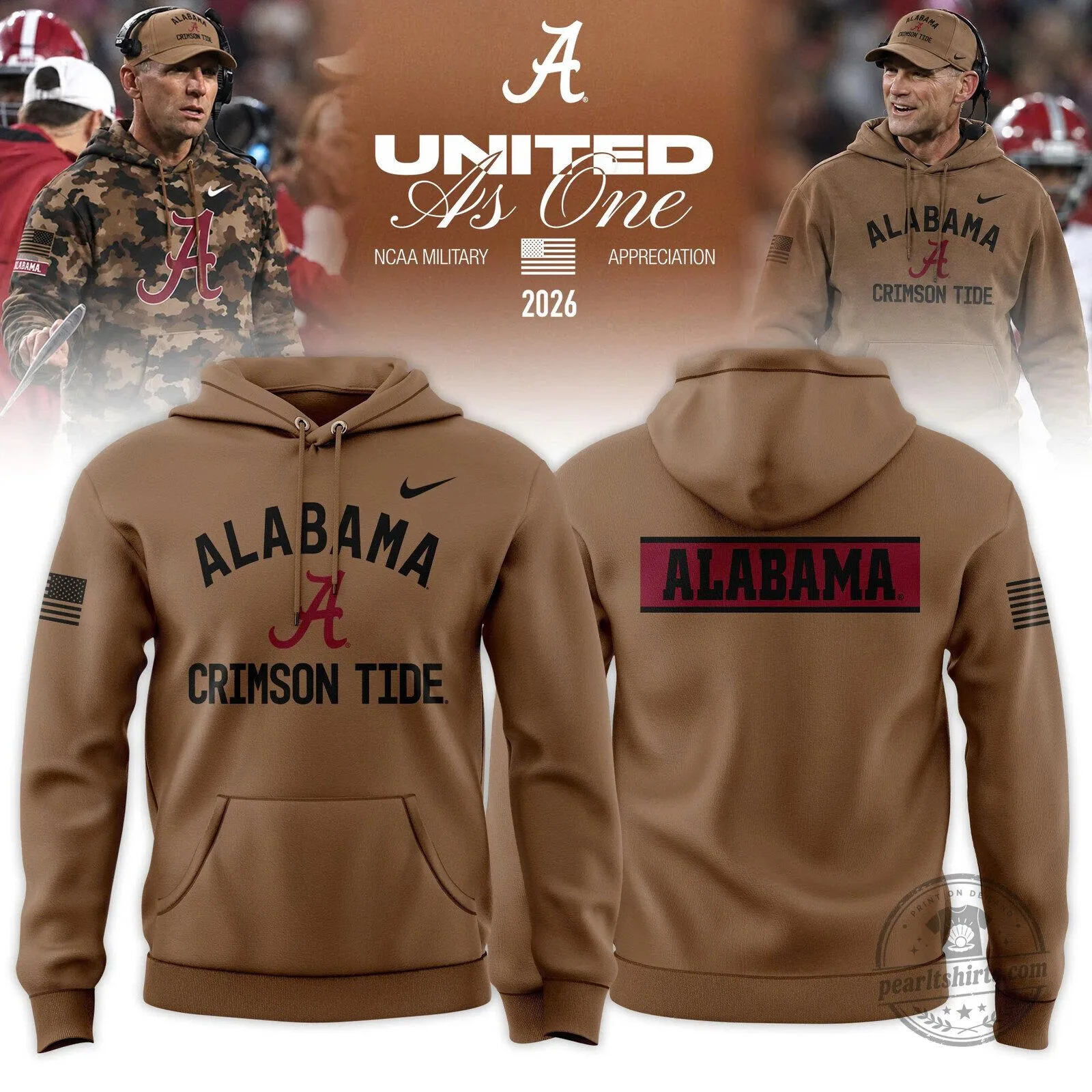 Alabama Crimson Tide Military Appreciation United As One NCAA Football Hoodie