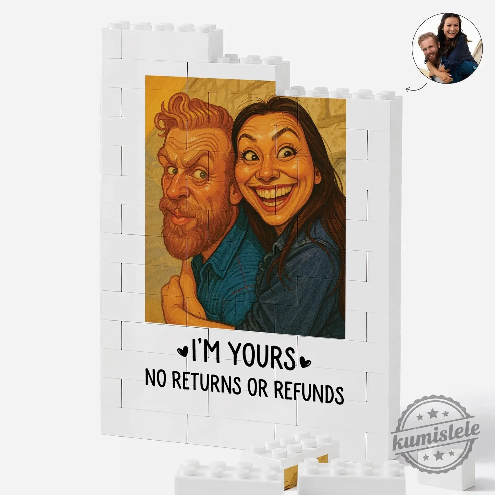 Personalized Couple Caricature Photo Building Brick Set