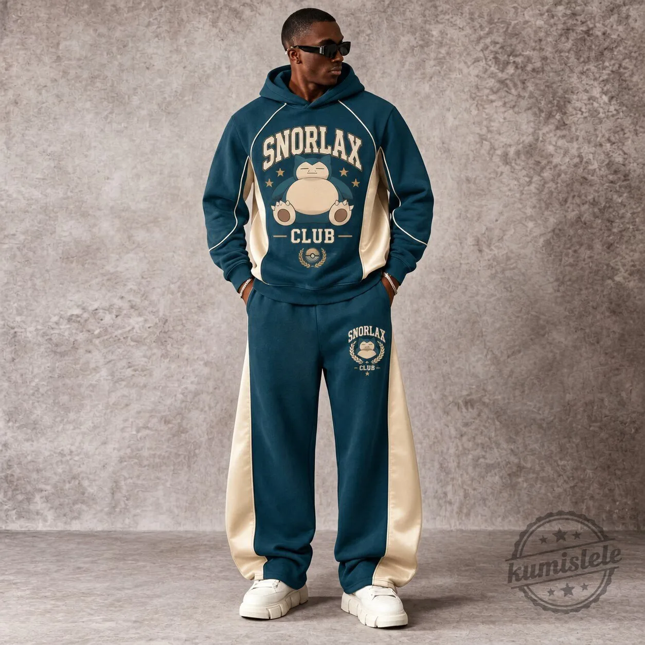 Pokemon Snorlax Club Embroidered Hoodie and Jogger Pants Set