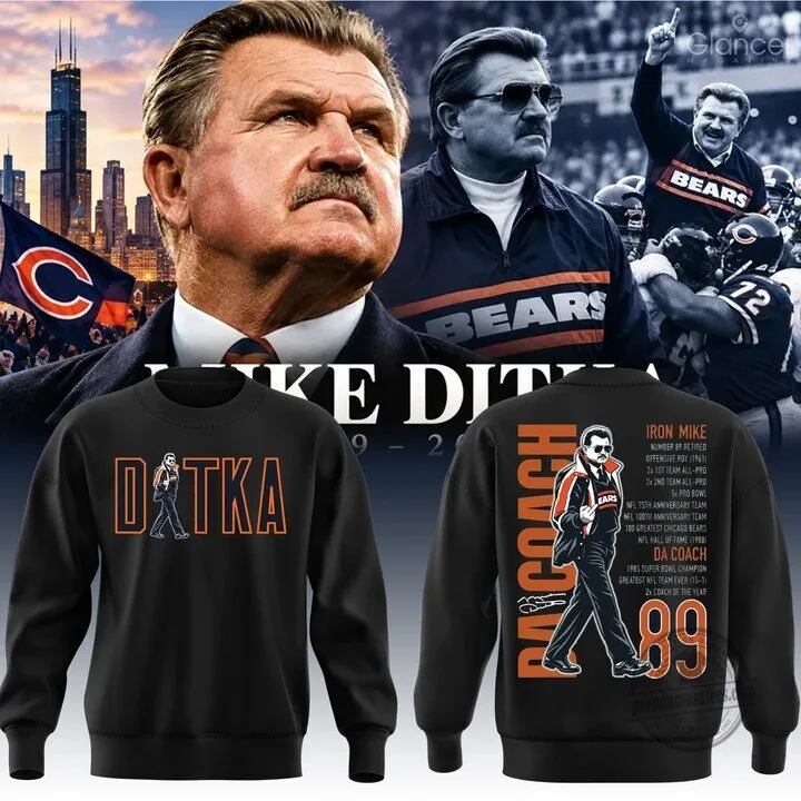 Mike Ditka Chicago Bears Football Legend In Loving Memory Black Sweatshirt