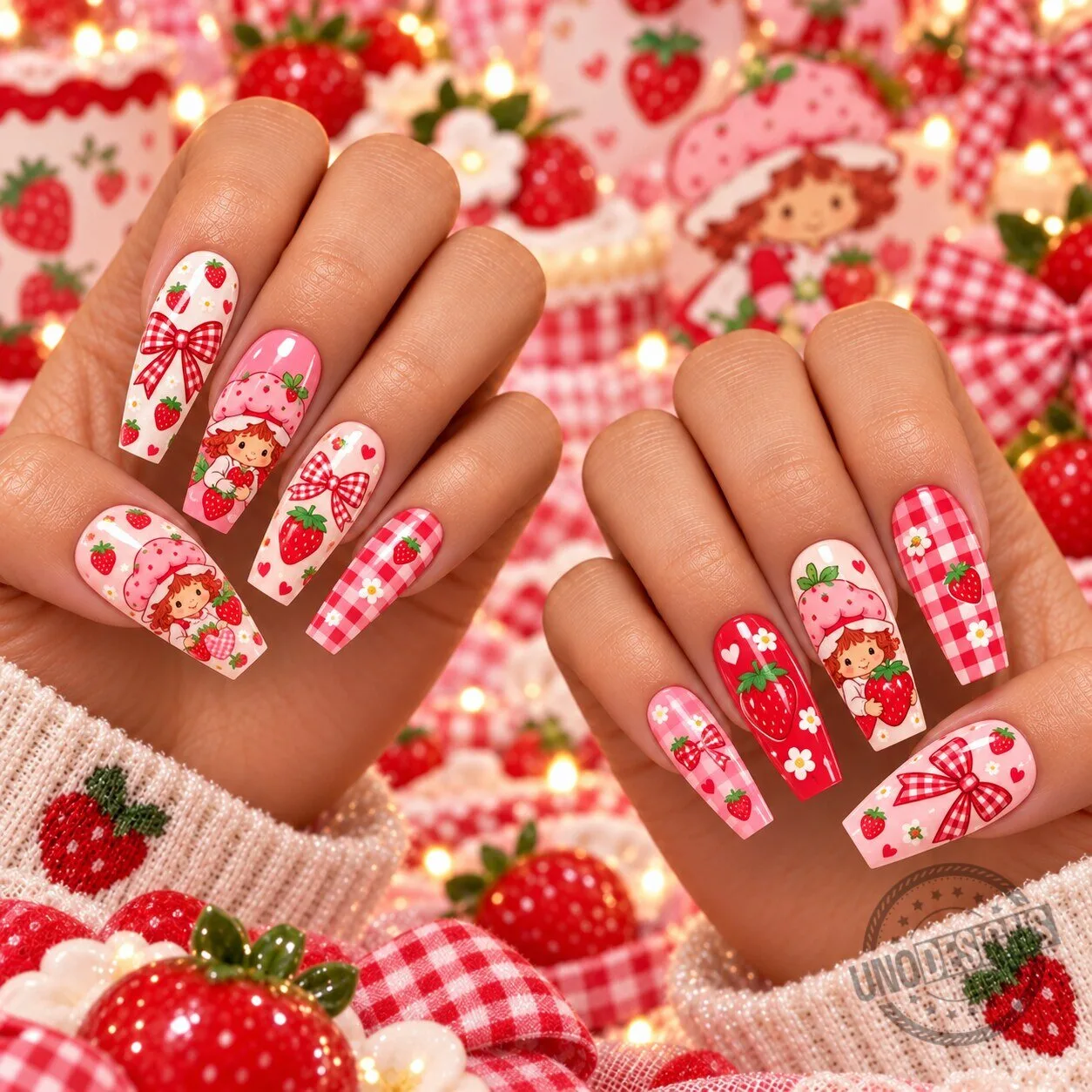 Strawberry Shortcake Sweet Girl Vintage Press-On Nails 1 Strawberry Shortcake Sweet Girl Vintage Press-On Nails