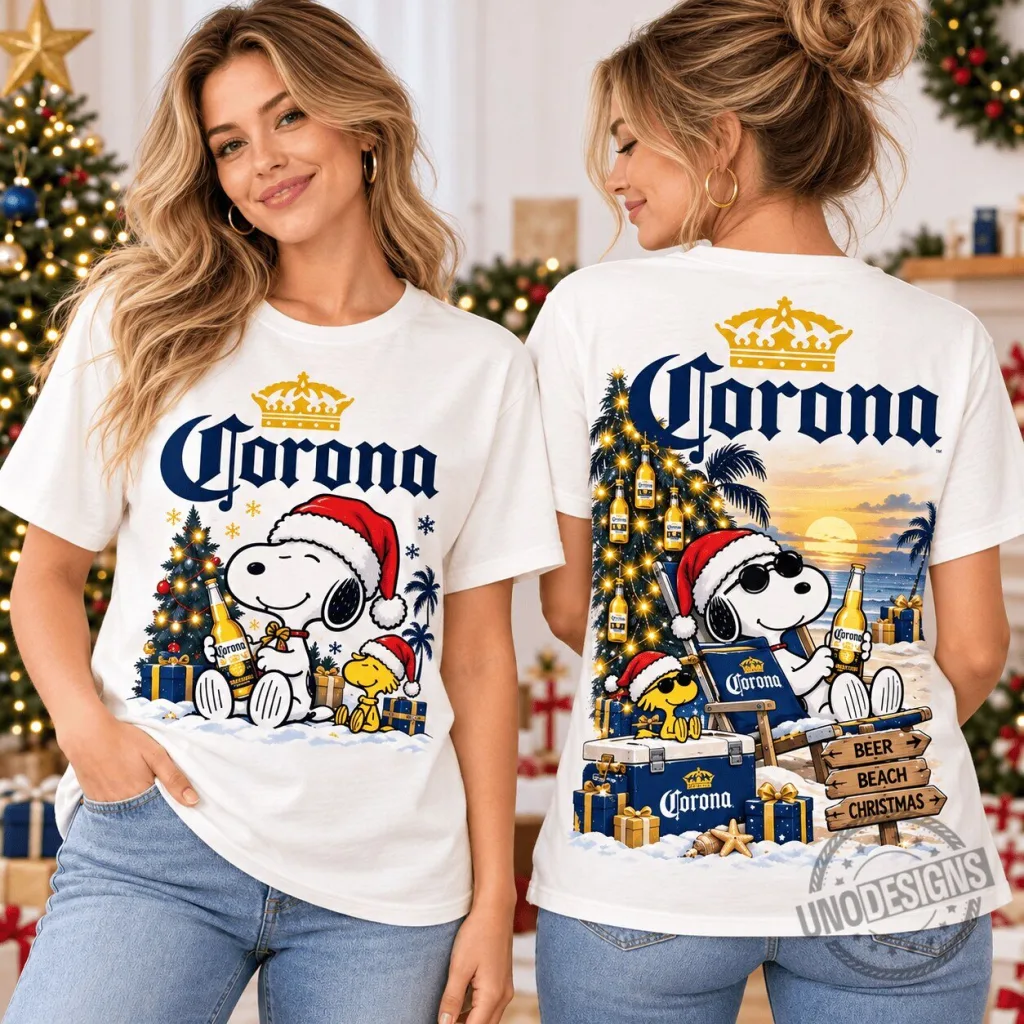 Corona Beer Snoopy and Woodstock Christmas Holiday White T-Shirt Corona Beer Snoopy and Woodstock Christmas Holiday White T-Shirt