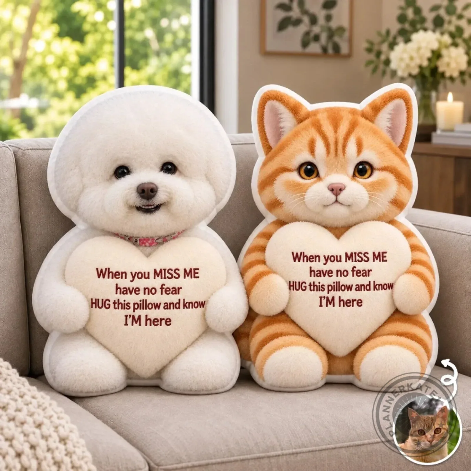 Personalized Pet Memorial Photo Shaped Pillow - When You Miss Me Have No Fear