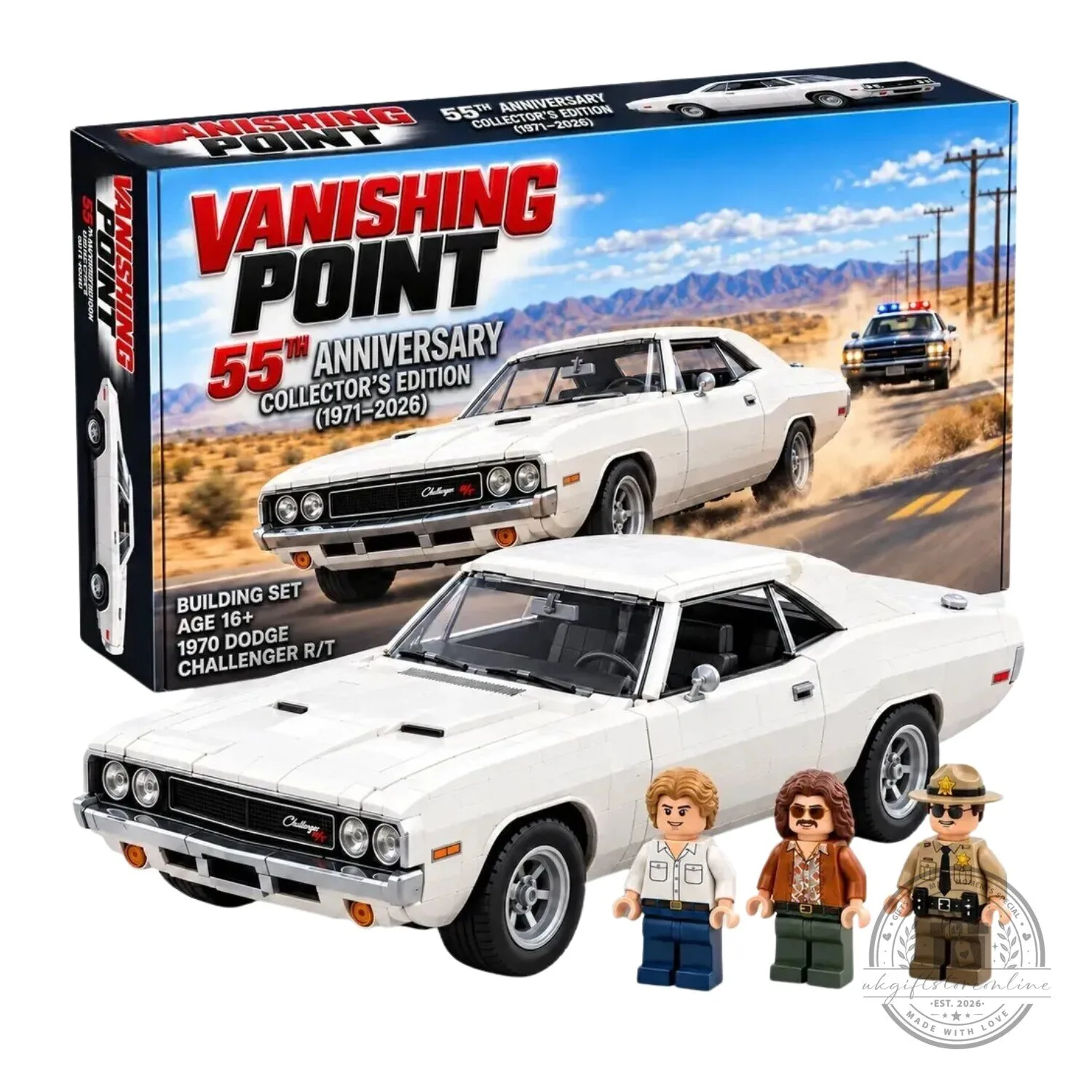 Vanishing Point 55th Anniversary Edition 1970 Dodge Challenger RT Building Block Set 3 Vanishing Point 55th Anniversary Edition 1970 Dodge Challenger RT Building Block Set