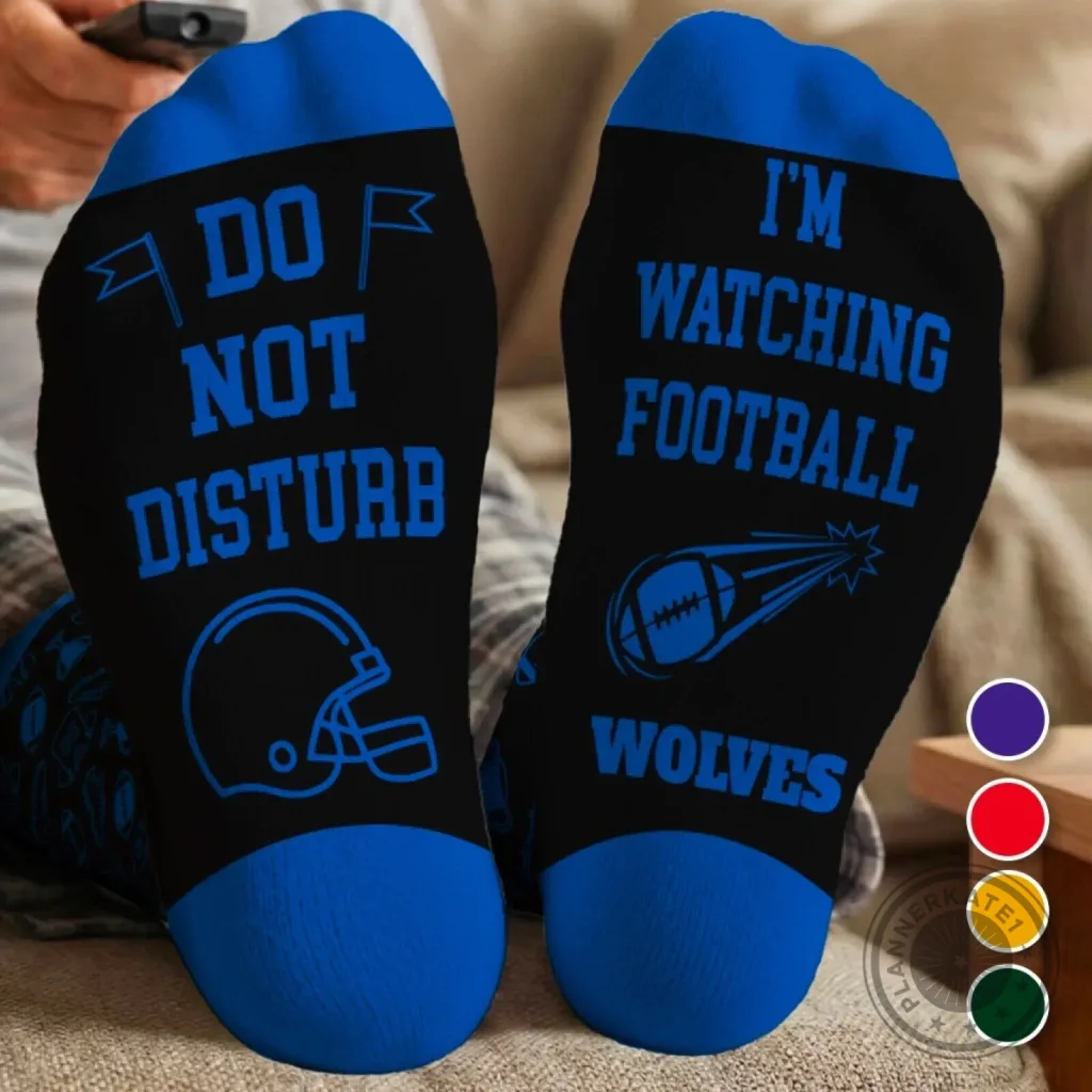 Do Not Disturb I'm Watching Football Wolves Personalized Crew Socks Do Not Disturb I'm Watching Football Wolves Personalized Crew Socks