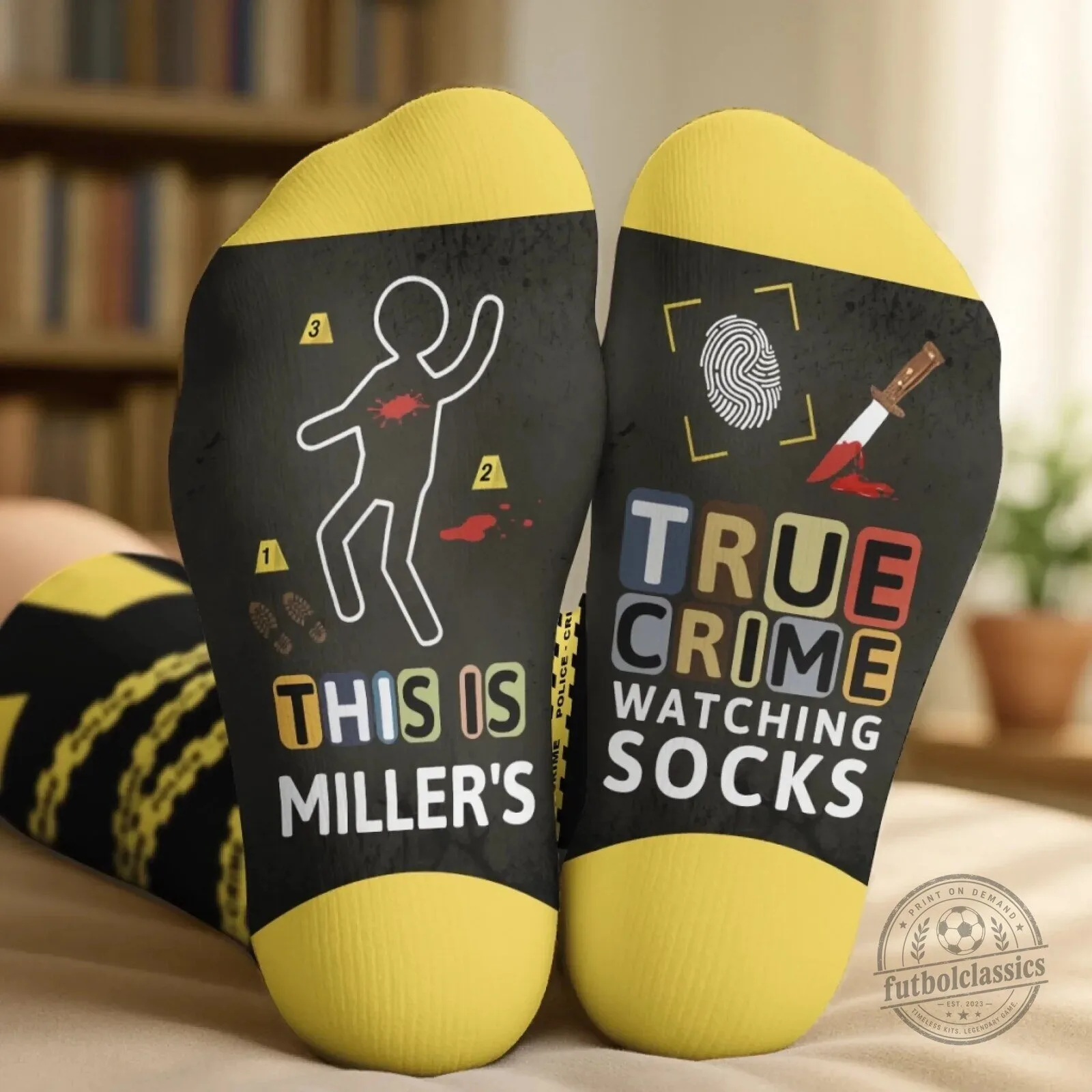 True Crime Watching Socks Personalized Murder Mystery Fan Gift