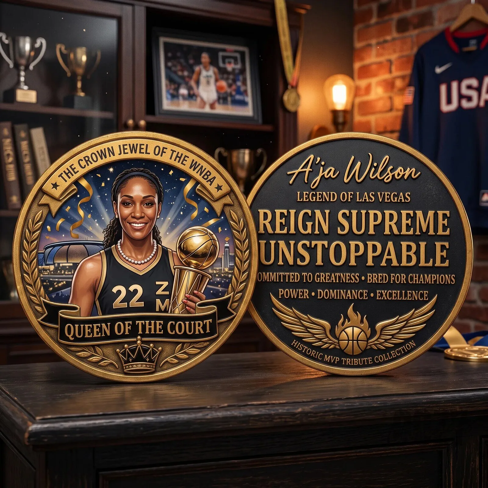 A'ja Wilson Reign Supreme Unstoppable Commemorative Medallion