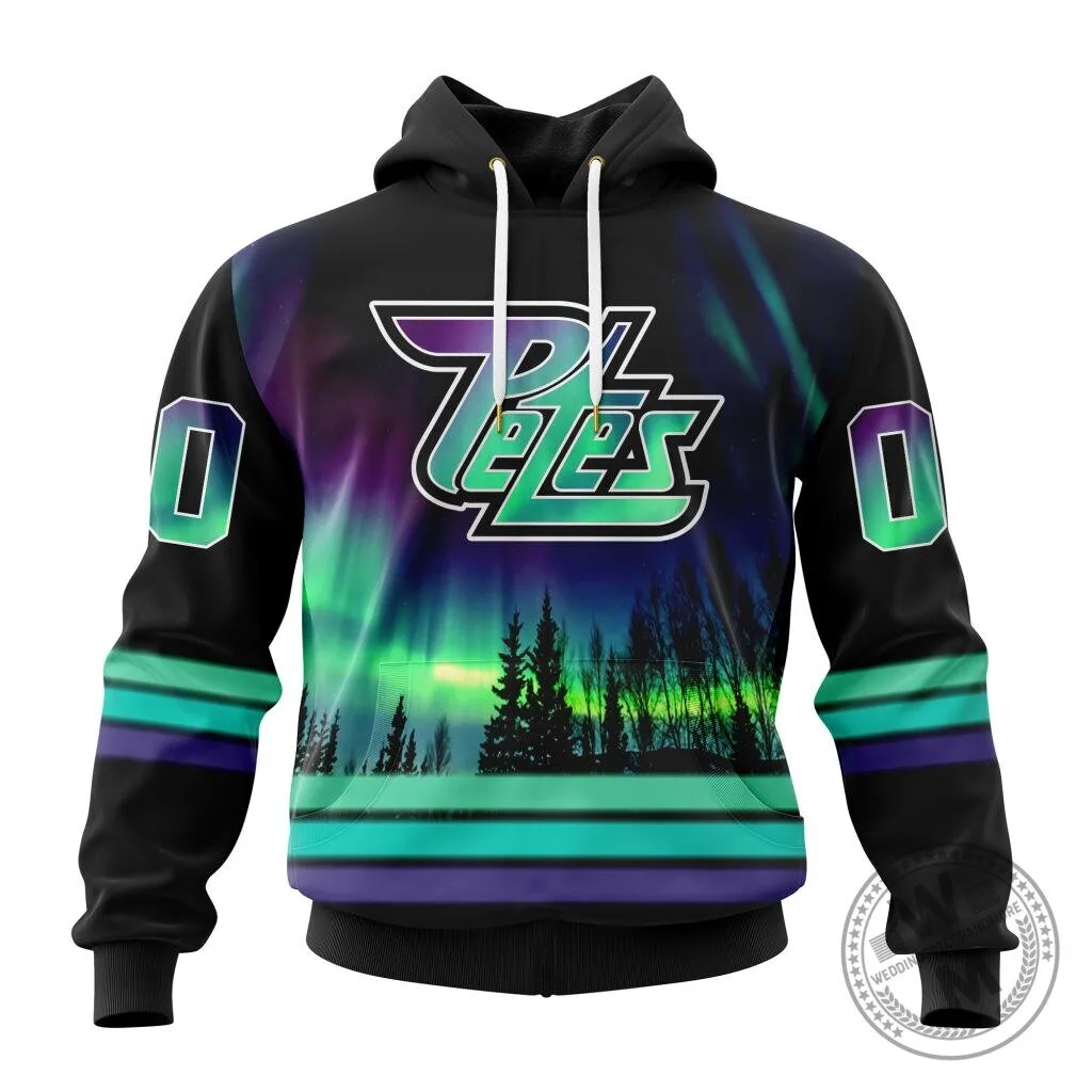 Peterborough Petes Northern Lights Hockey Team Fan Hoodie