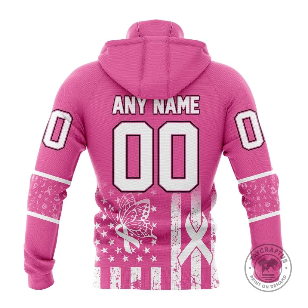 Utah Mammoth Breast Cancer Awareness Pink Custom Name and Number Hoodie 13 Utah Mammoth Breast Cancer Awareness Pink Custom Name and Number Hoodie