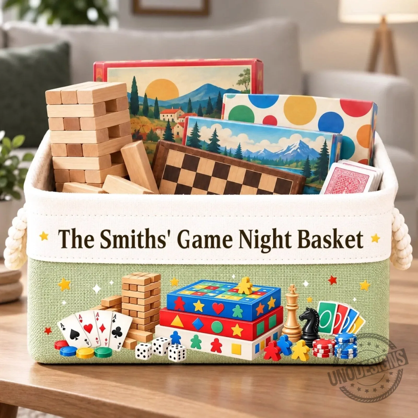 Personalized Family Game Night Storage Basket