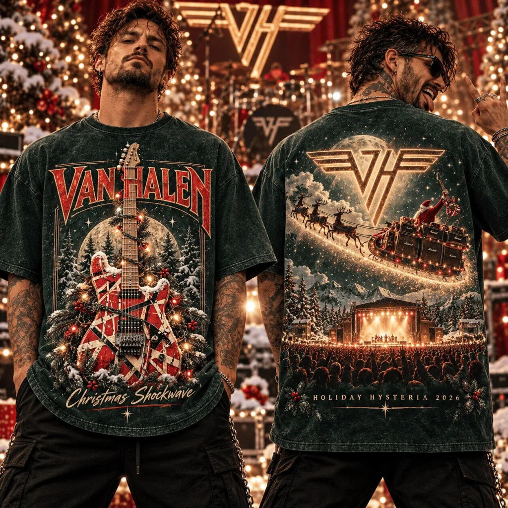 Van Halen Christmas Shockwave Holiday Hysteria Concert T-Shirt Van Halen Christmas Shockwave Holiday Hysteria Concert T-Shirt