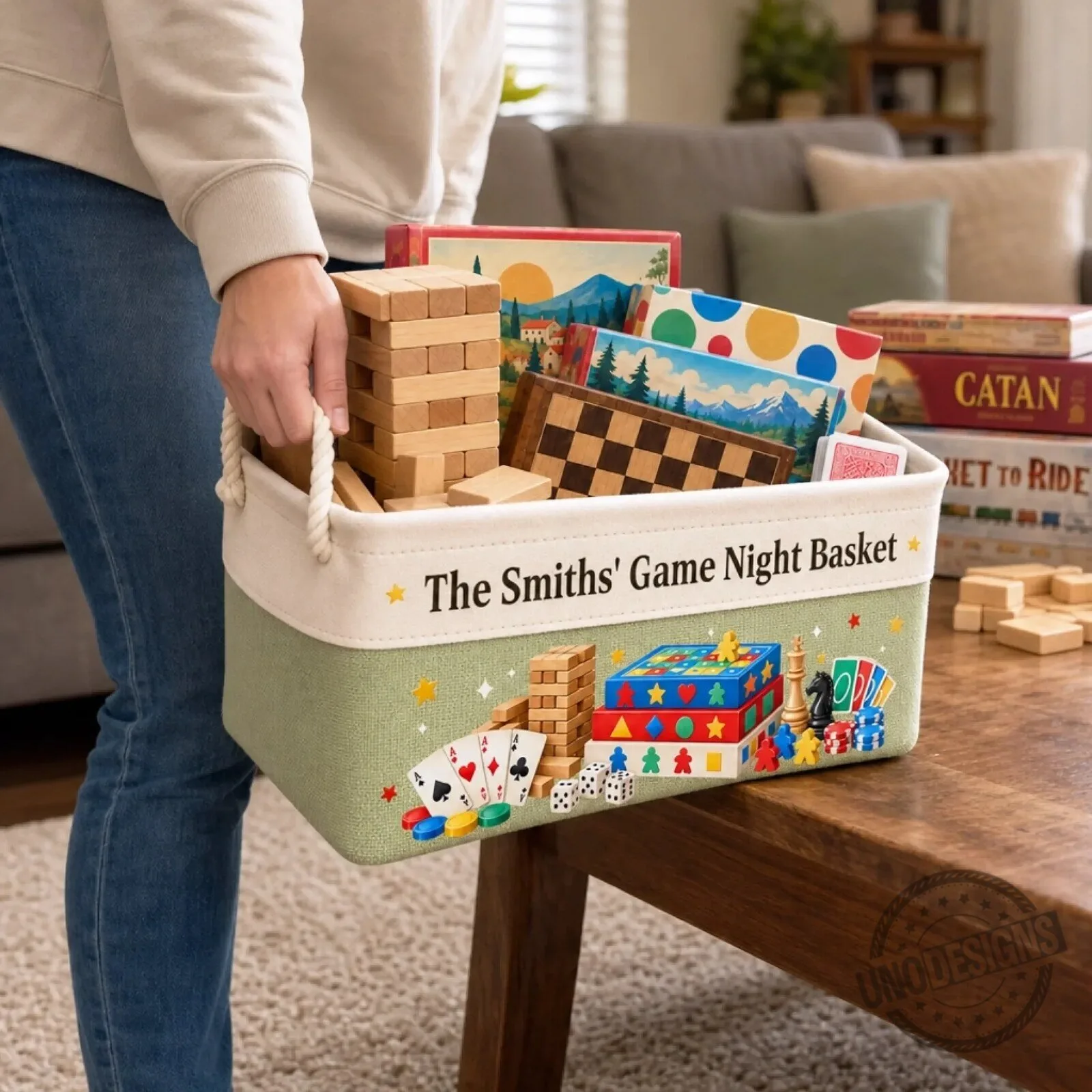 Personalized Family Game Night Storage Basket 6 Personalized Family Game Night Storage Basket