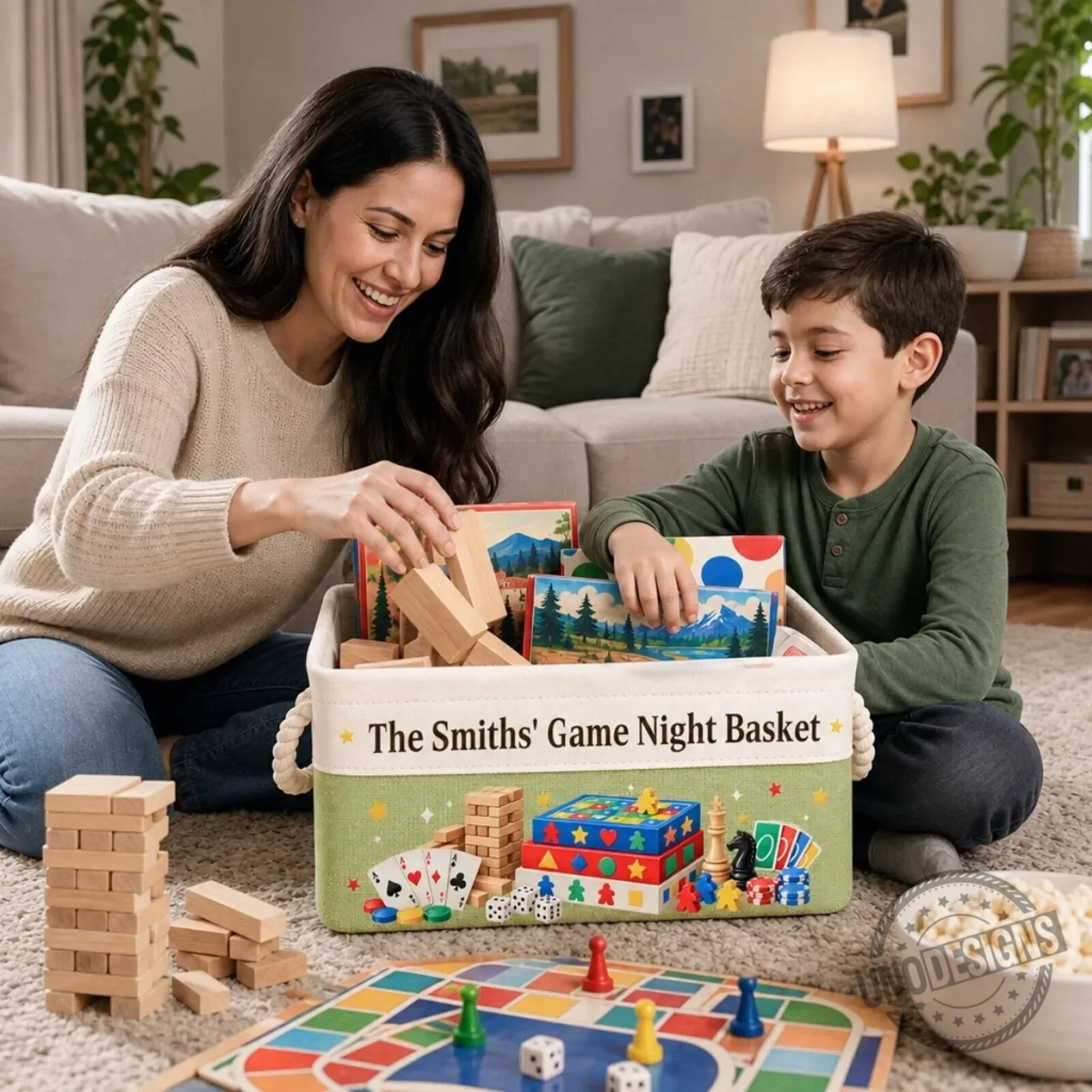 Personalized Family Game Night Storage Basket 7 Personalized Family Game Night Storage Basket