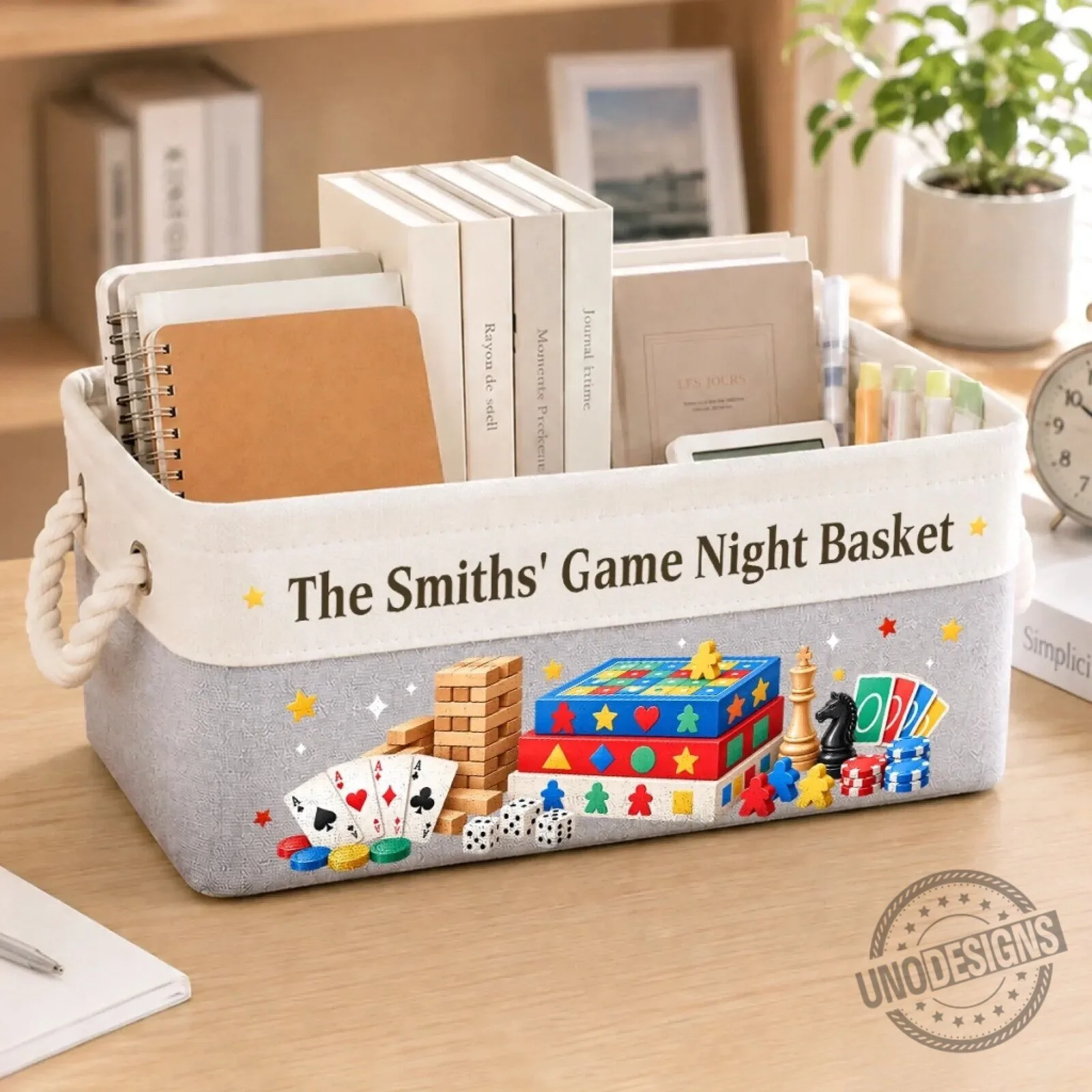 Personalized Family Game Night Storage Basket 8 Personalized Family Game Night Storage Basket