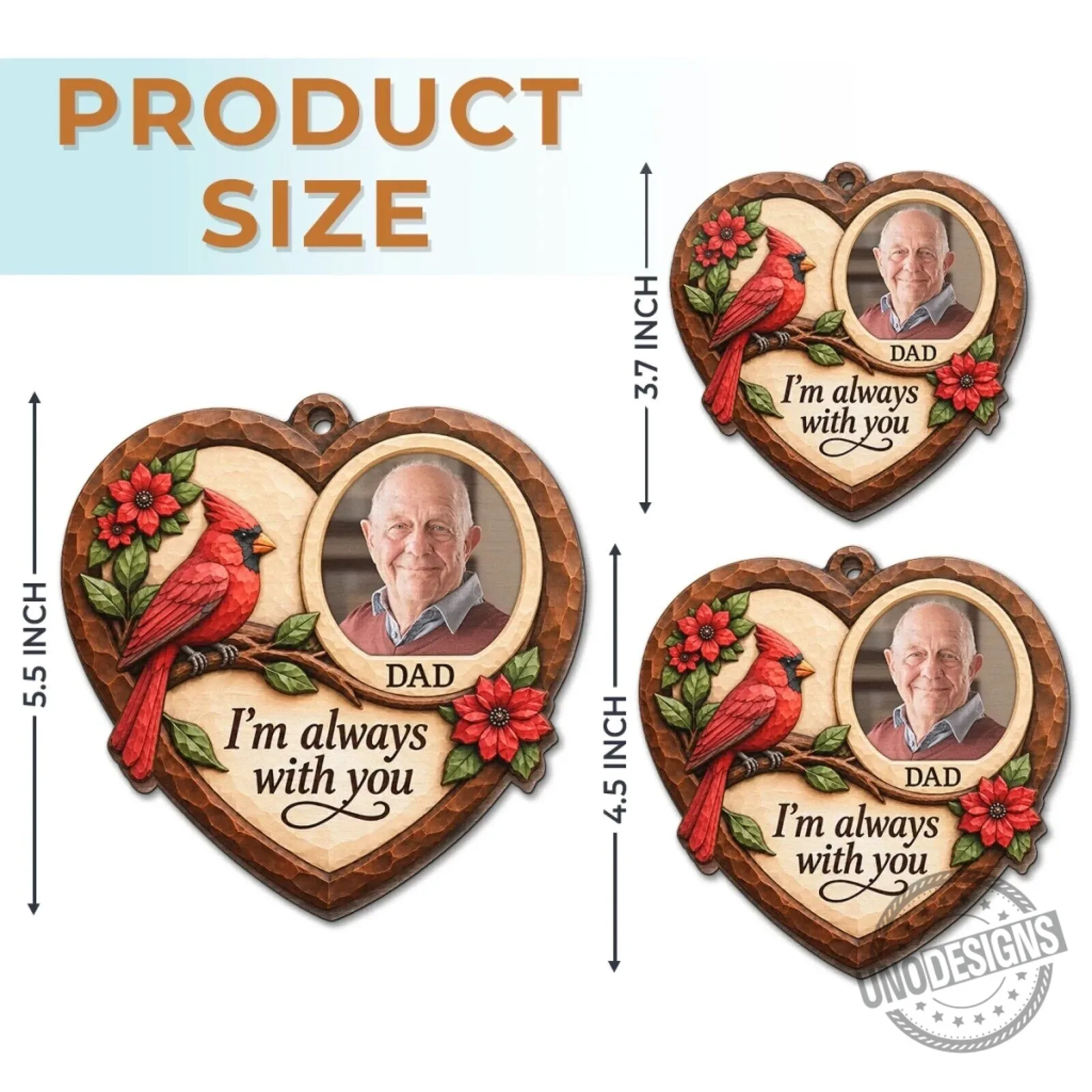 Personalized Cardinal Memorial Photo Christmas Ornament - Always With You Dad Gift 8 Personalized Cardinal Memorial Photo Christmas Ornament - Always With You Dad Gift