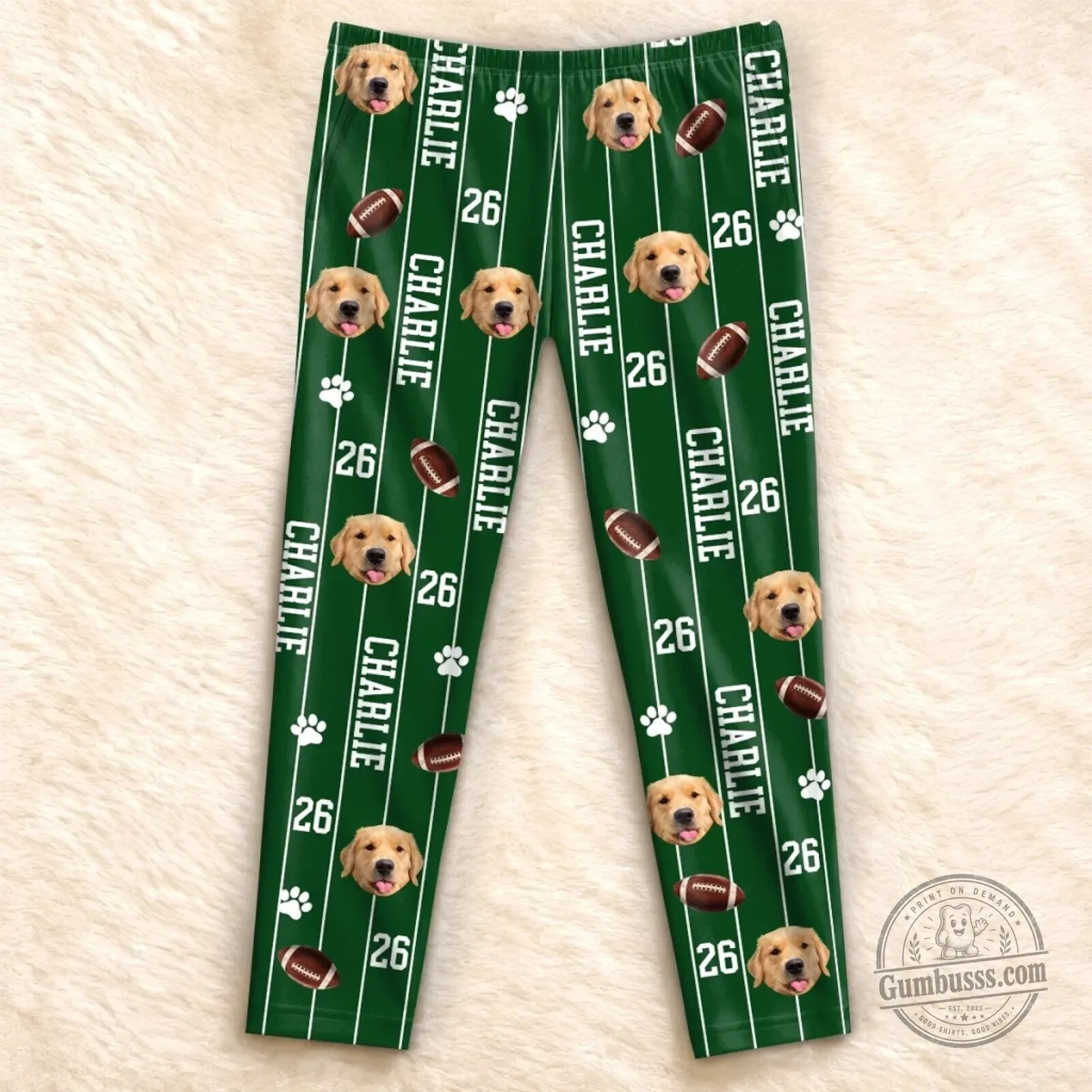 Personalized Pet Photo Football Field Green Custom Pajamas Pants 12 Personalized Pet Photo Football Field Green Custom Pajamas Pants