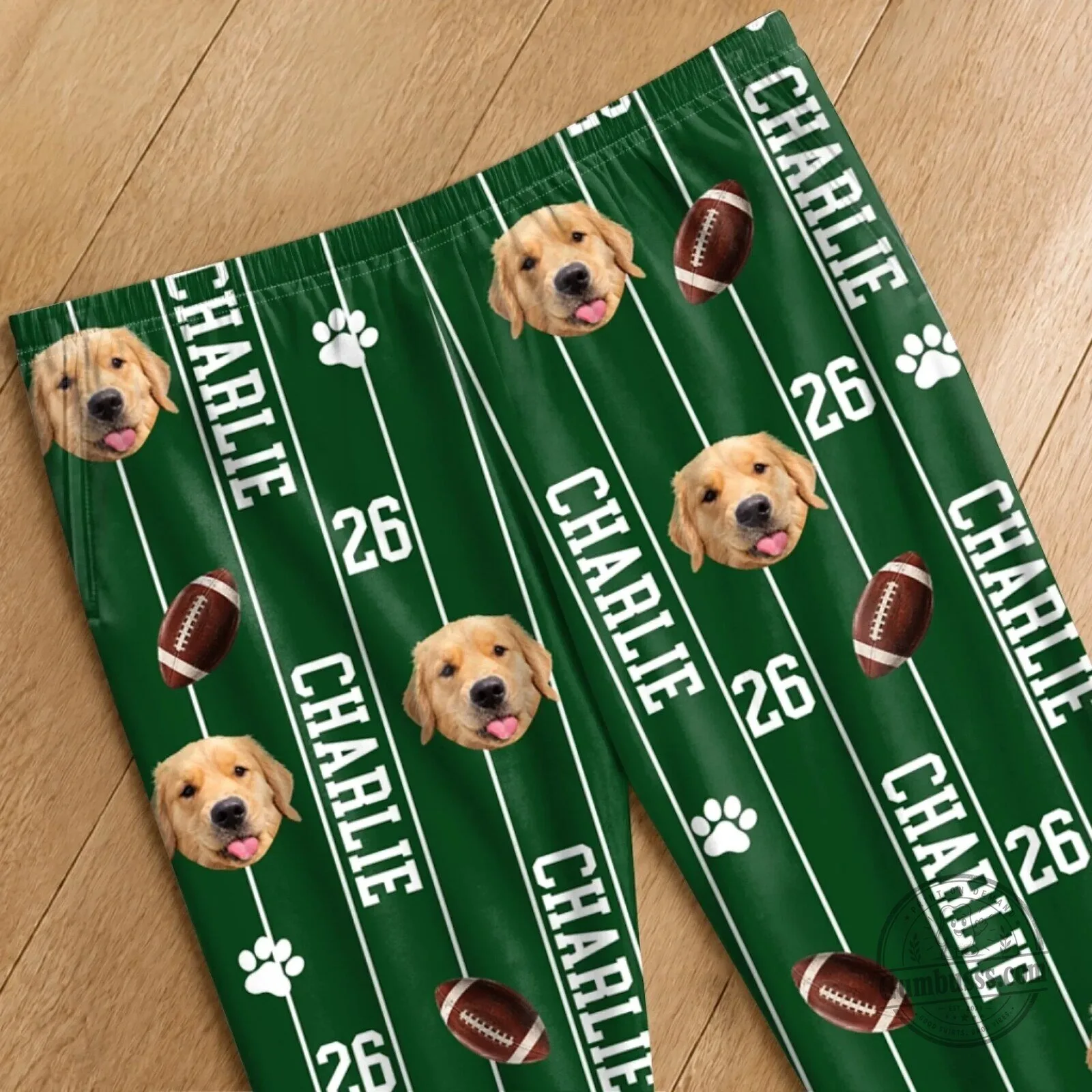 Personalized Pet Photo Football Field Green Custom Pajamas Pants 13 Personalized Pet Photo Football Field Green Custom Pajamas Pants