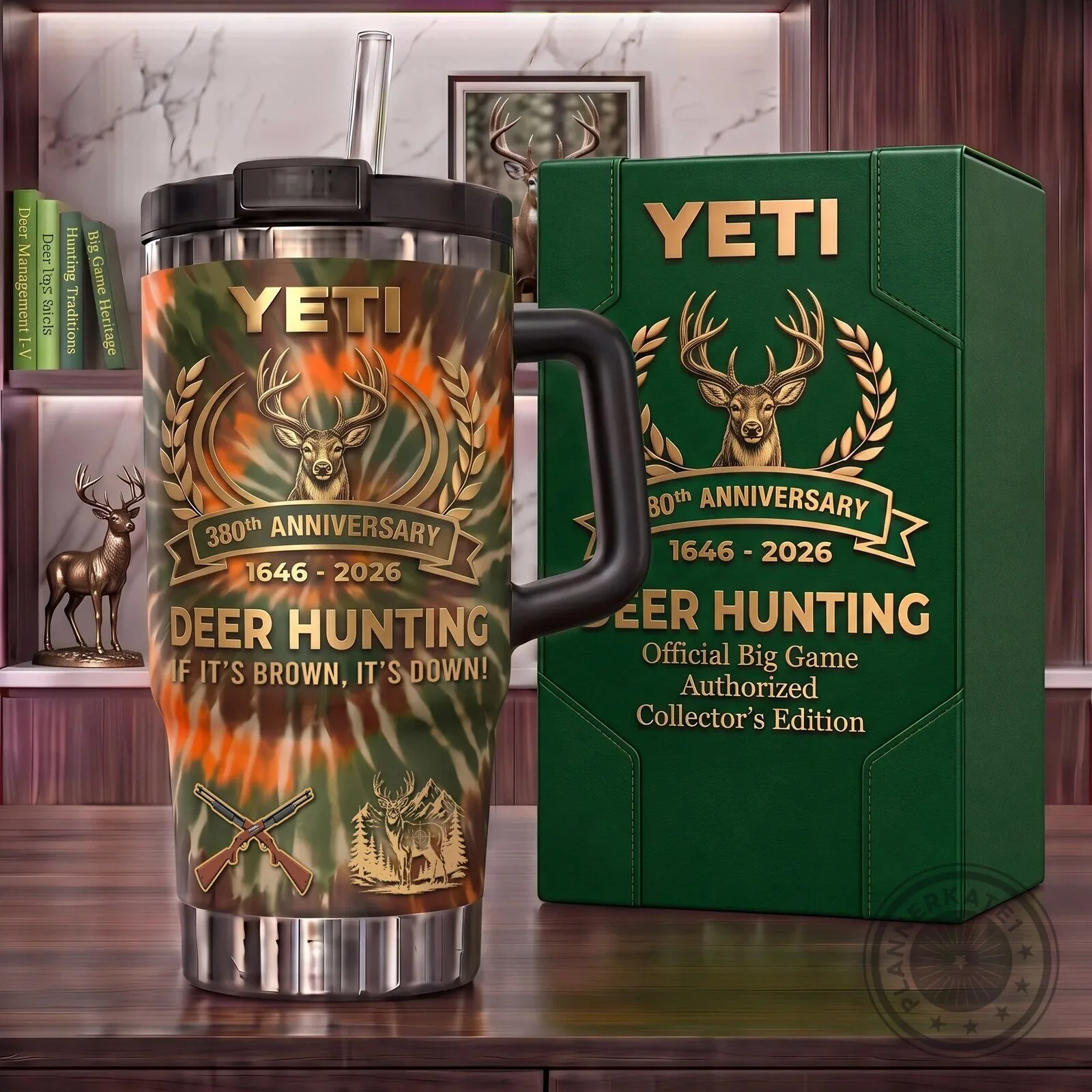 Deer Hunting 380th Anniversary Camouflage Handle Tumbler