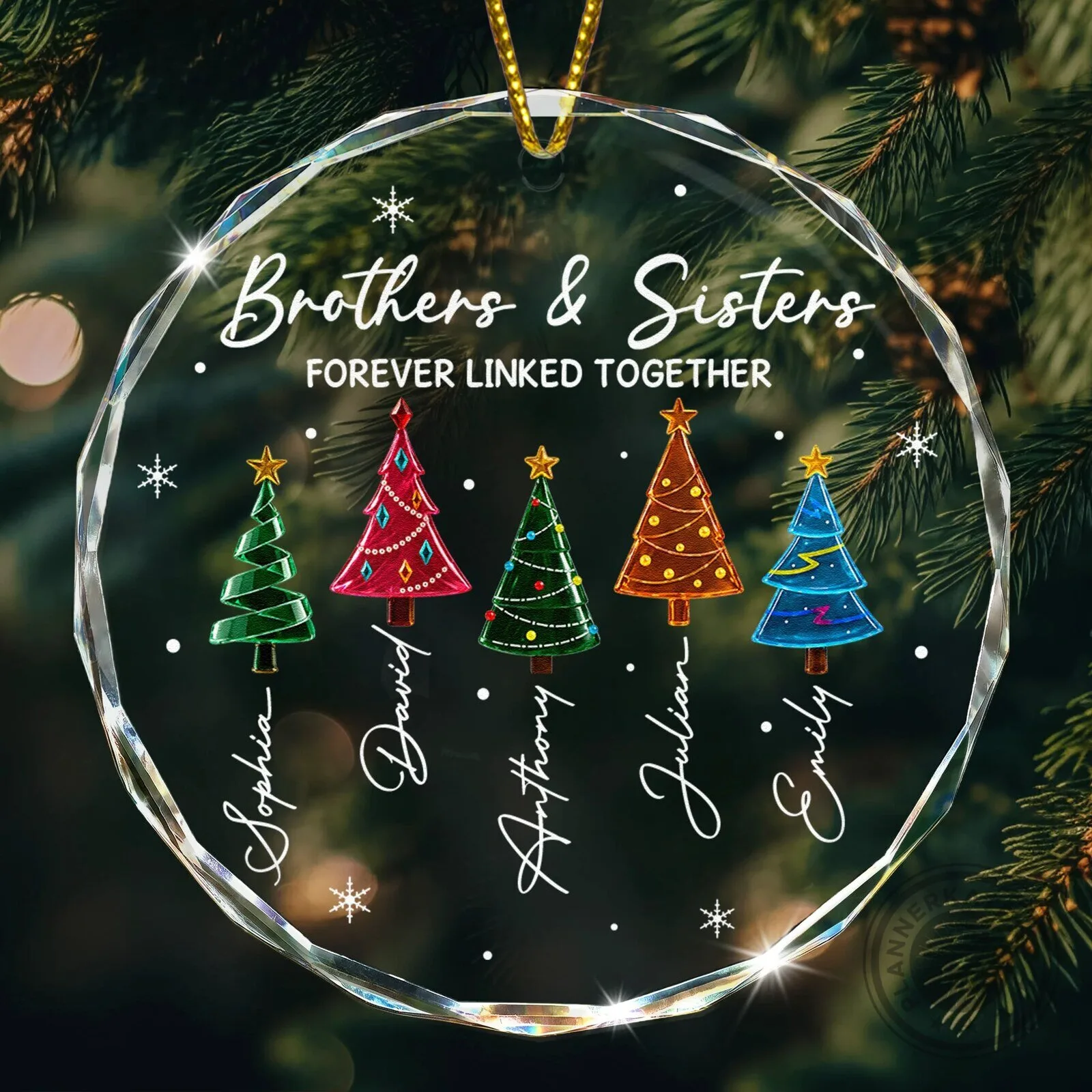 Brothers and Sisters Forever Linked Together Family Christmas Tree Ornament