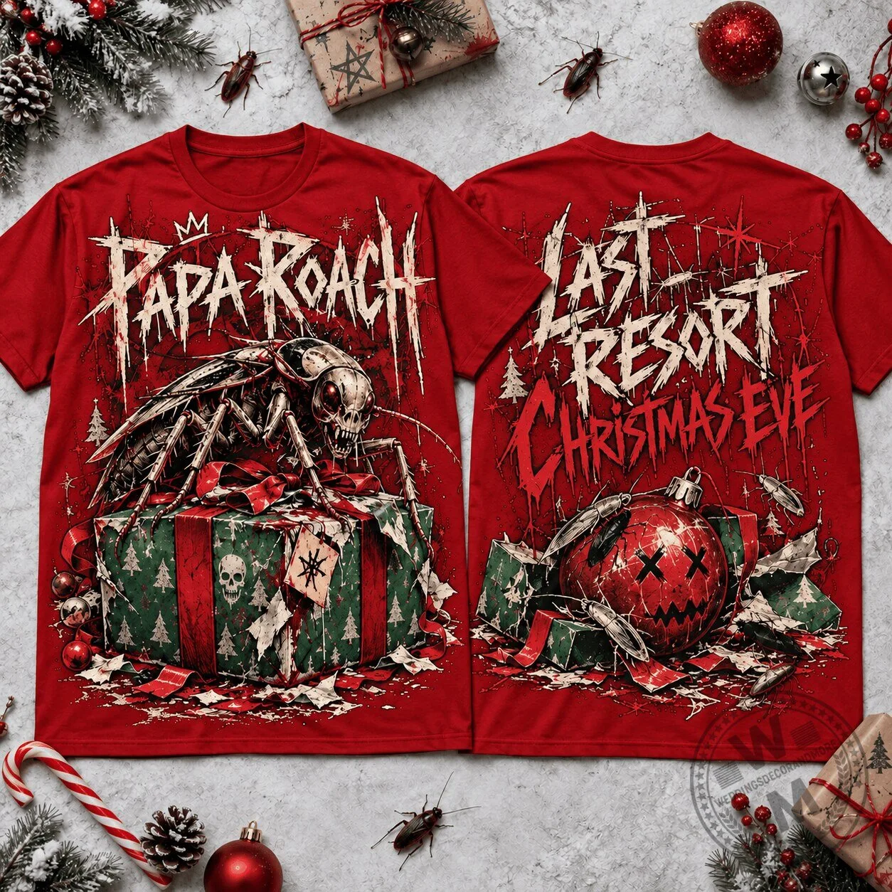 Papa Roach Last Resort Christmas Eve Alternative Rock Band Christmas T-Shirt