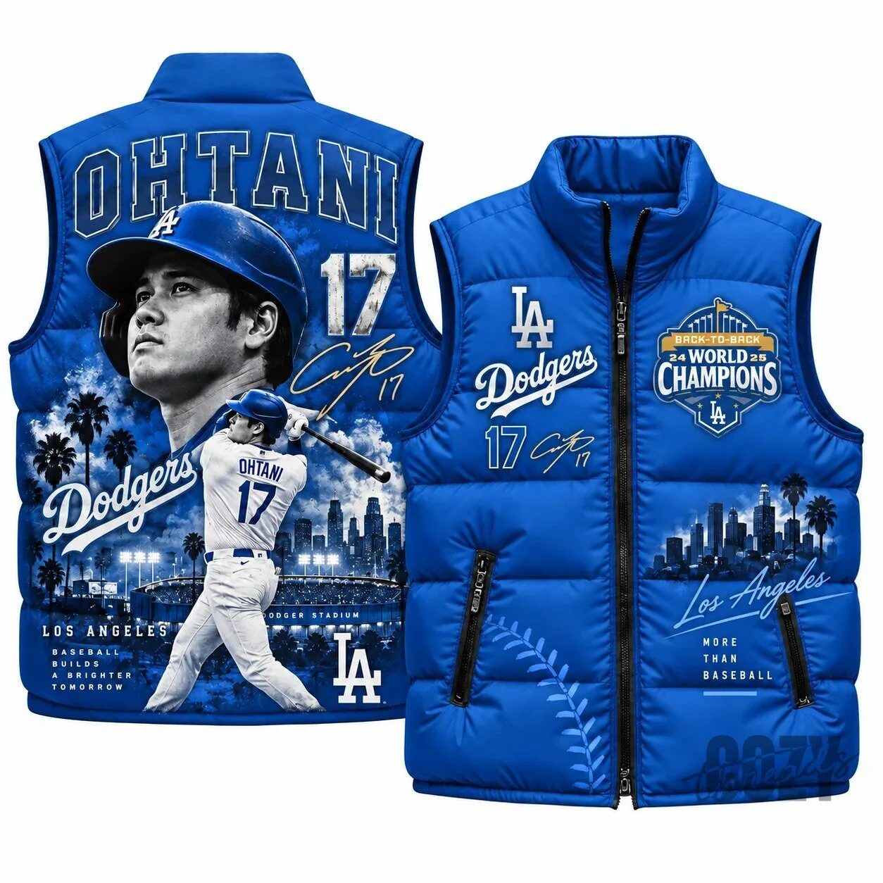 Puffer Vest for Baseball Fans: Shohei Ohtani and Los Angeles Dodgers Design