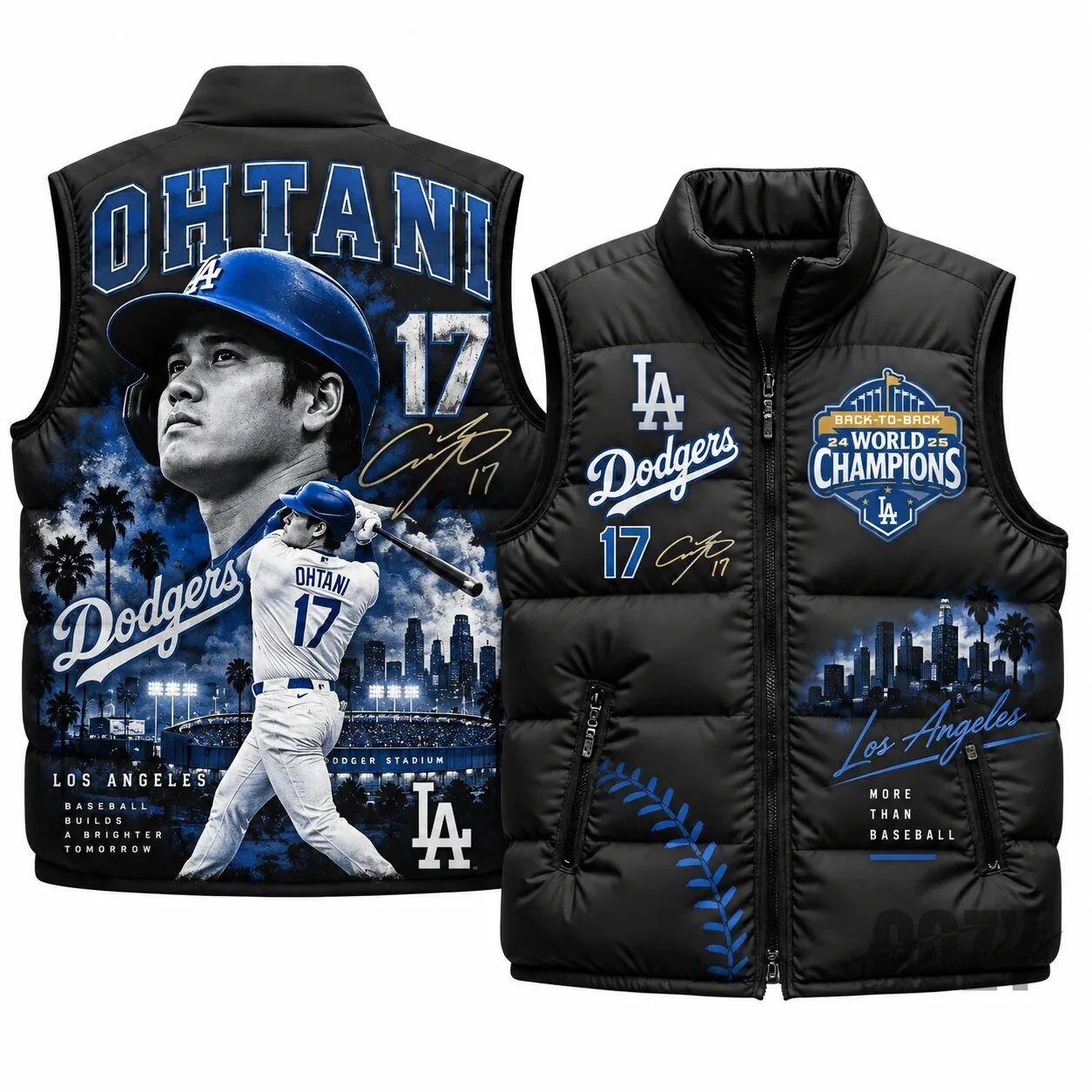 Puffer Vest for Baseball Fans: Shohei Ohtani and Los Angeles Dodgers Design 4 Puffer Vest for Baseball Fans: Shohei Ohtani and Los Angeles Dodgers Design