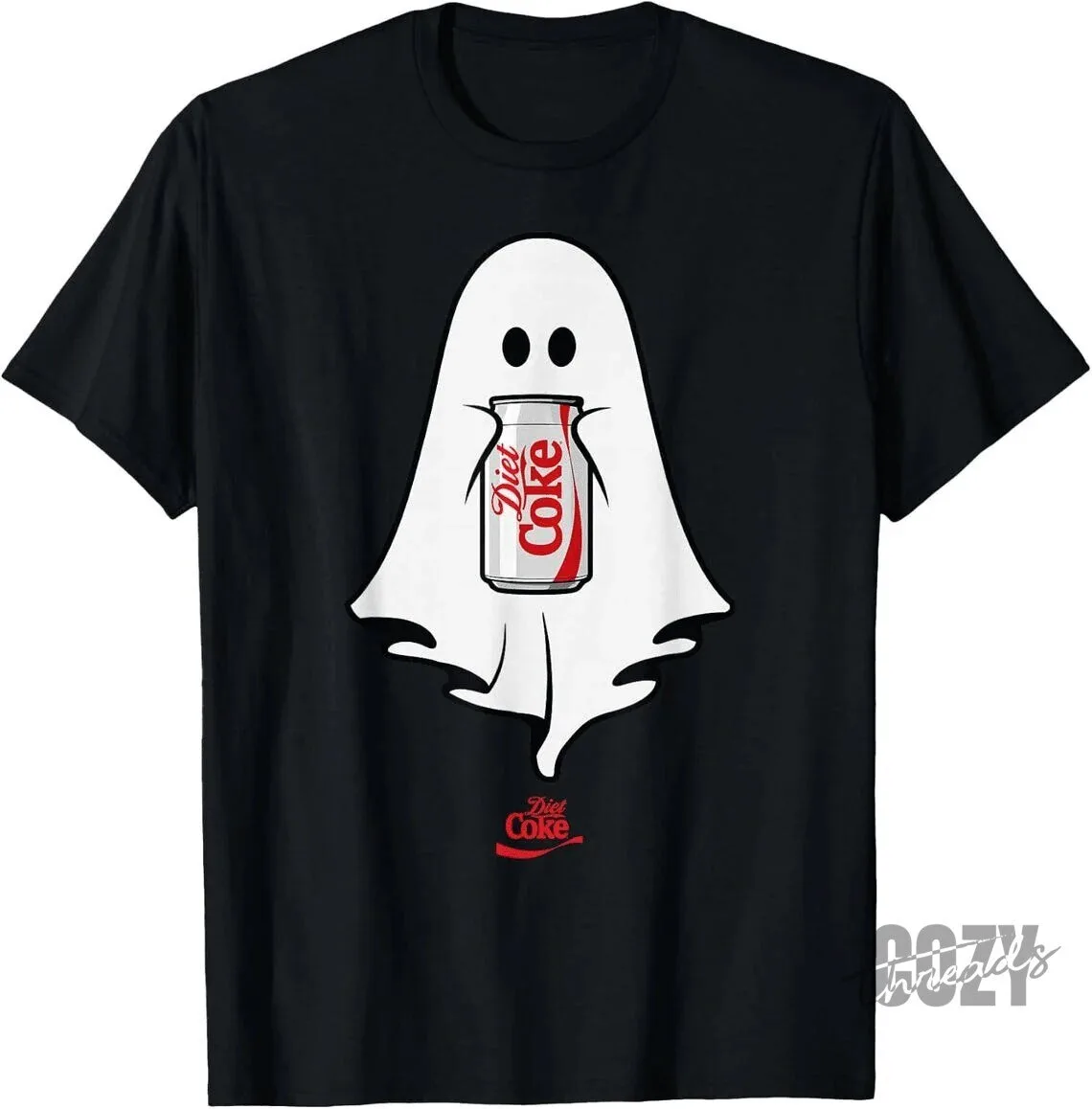 Diet Coke Ghost Holding Can Halloween Graphic T-Shirt