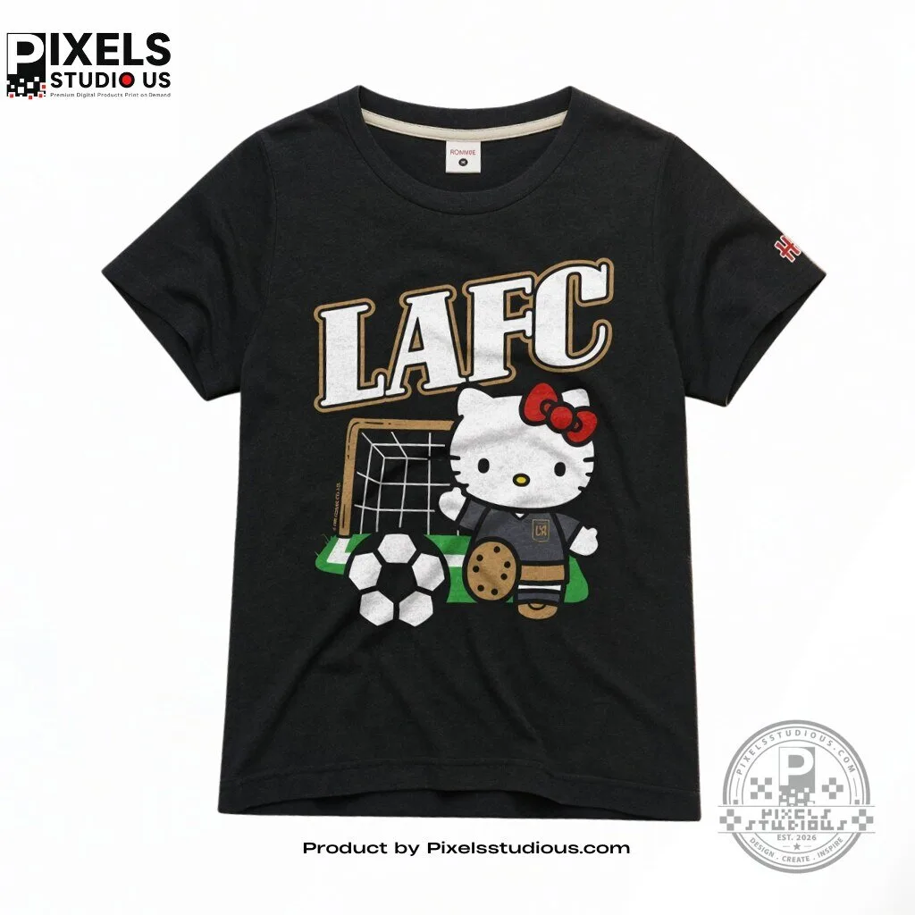 Los Angeles Football Club x Hello Kitty Night 2026 Shirt 4 Los Angeles Football Club x Hello Kitty Night 2026 Shirt 3D shirt or sports jersey with all-over print design