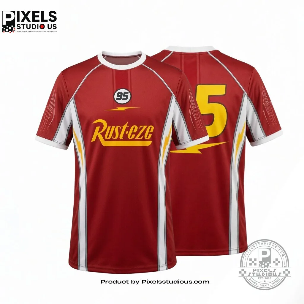Lightning McQueen Rust-eze Racing Jersey Shirt
